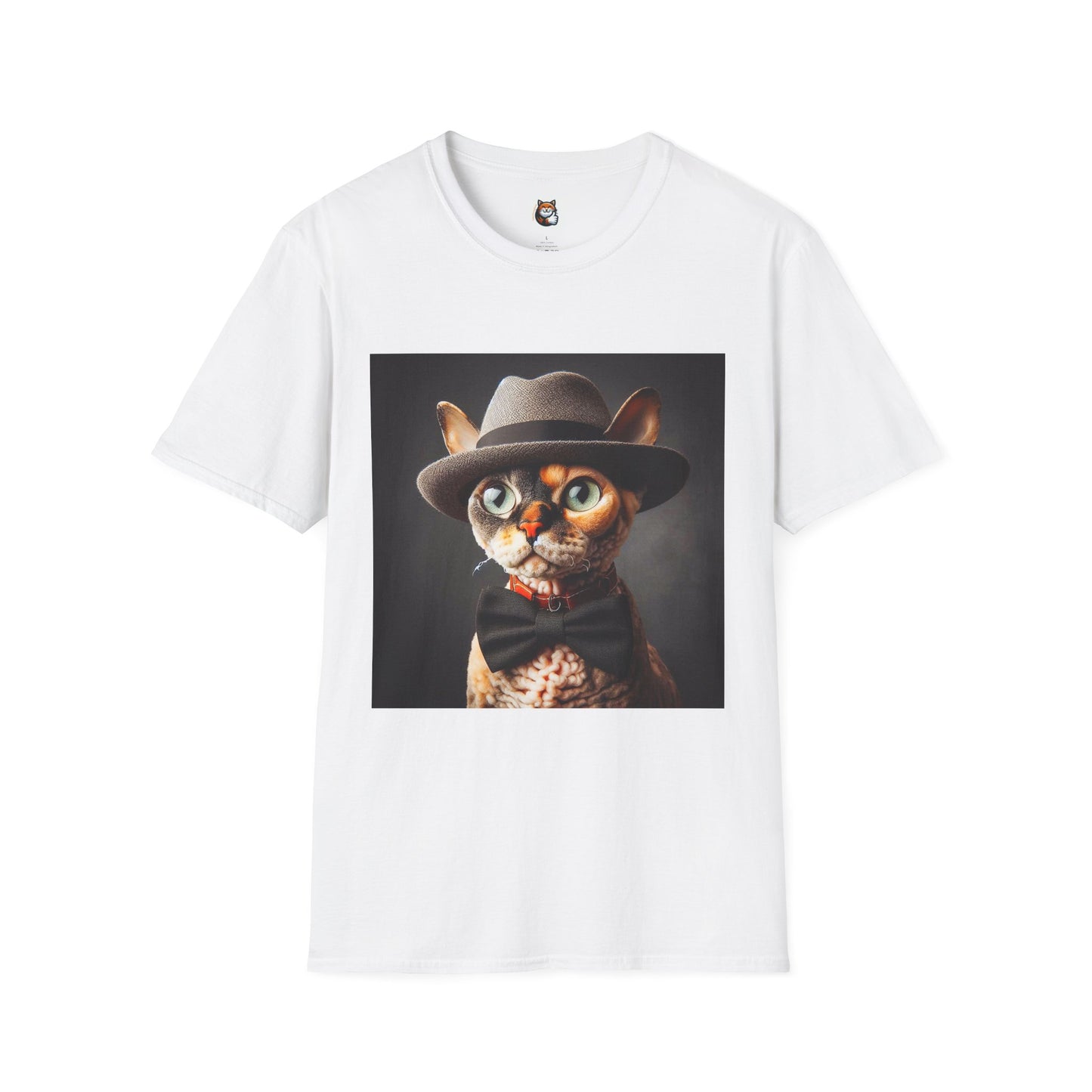 Devon Rex Cat hat and tie Softstyle T-Shirt
