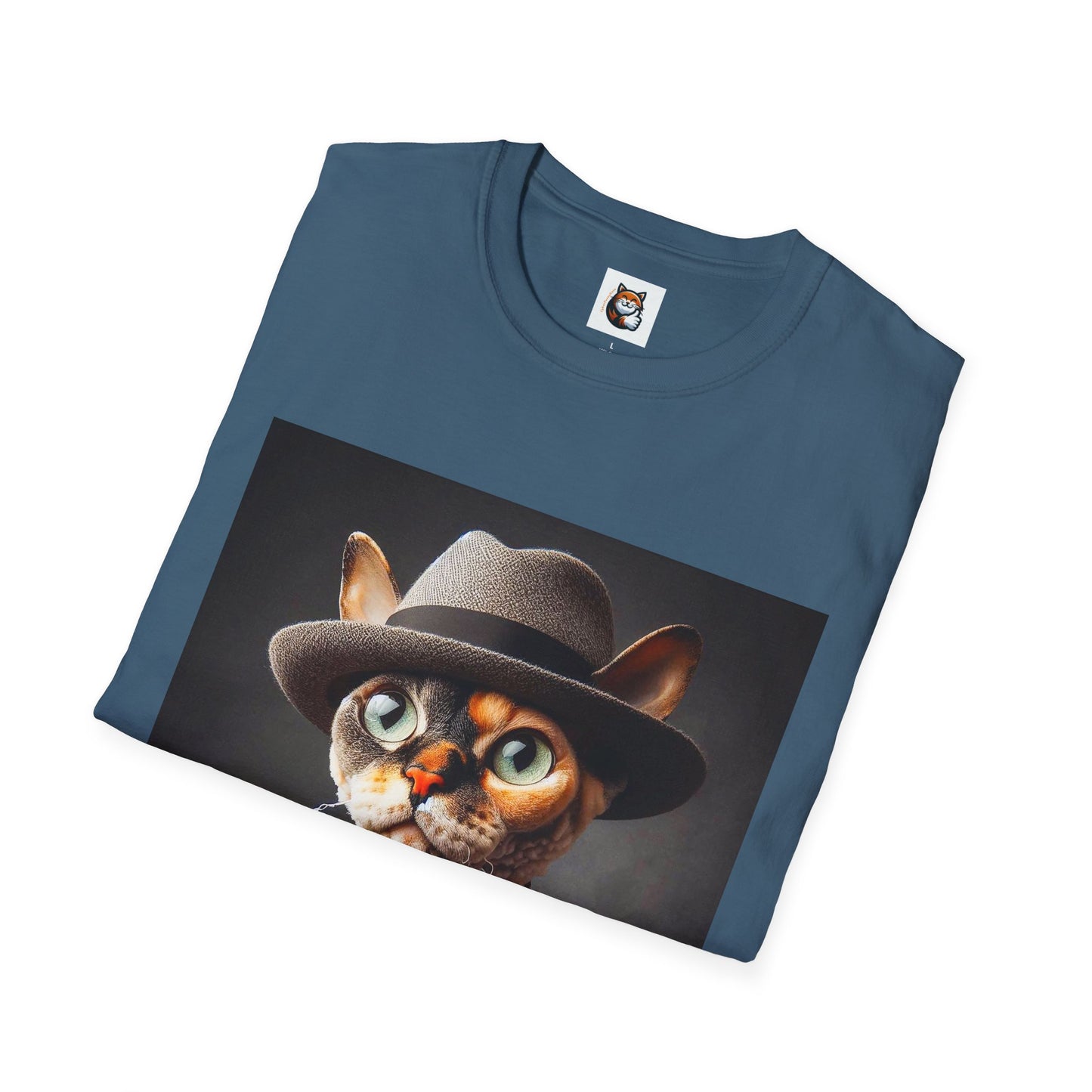 Devon Rex Cat hat and tie Softstyle T-Shirt
