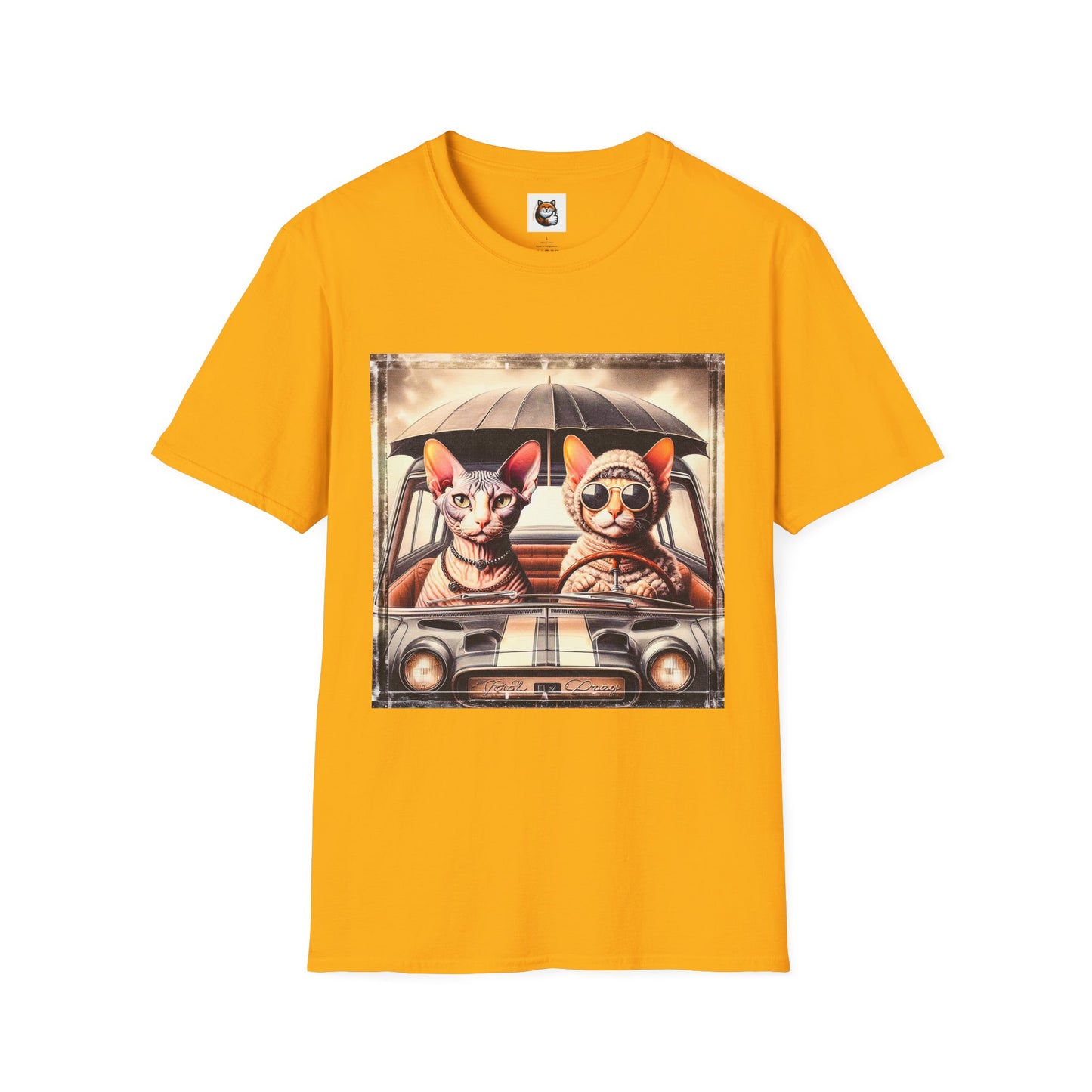 Wacky Cornish Rex Cat couple driving T-Shirt