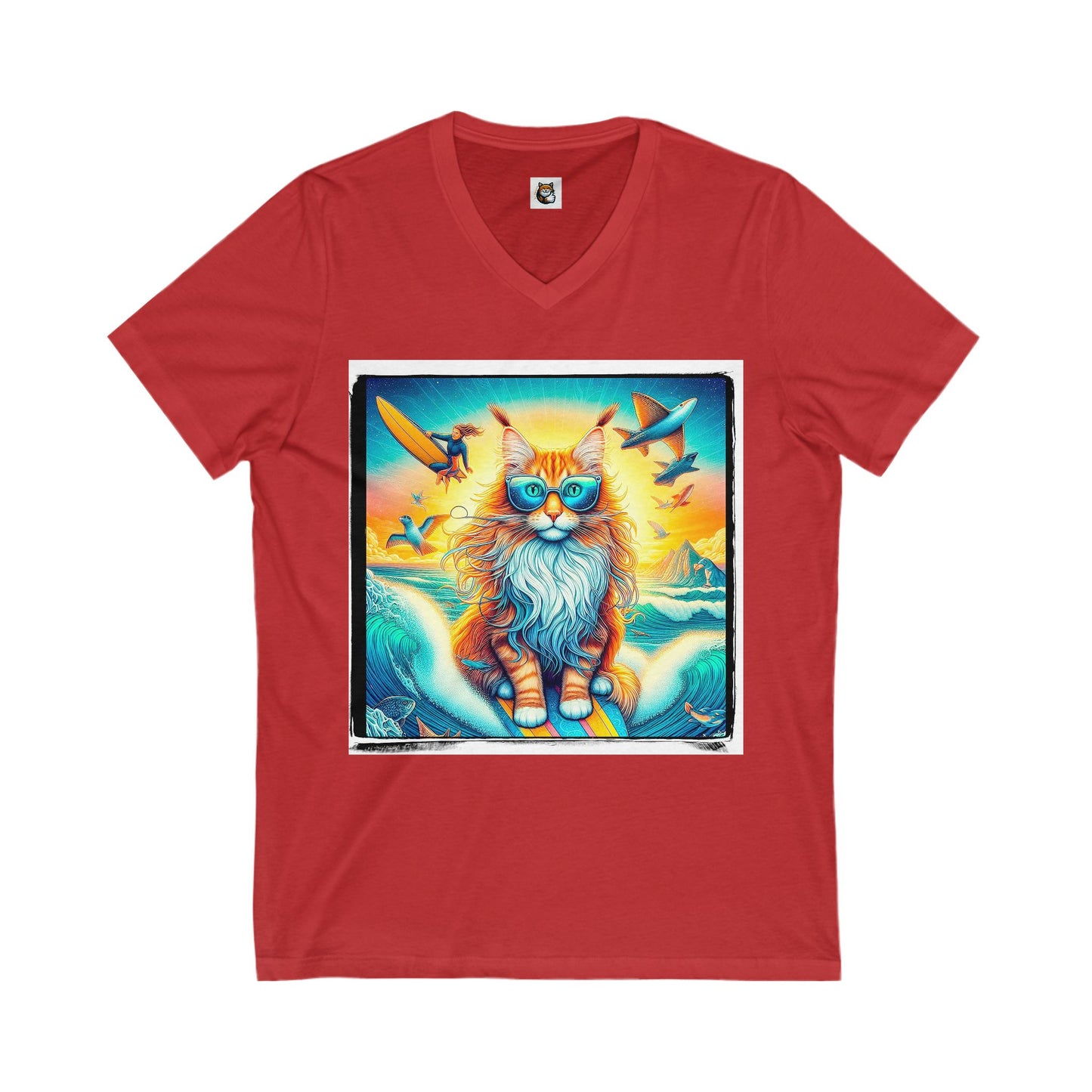 Maine Coon Unisex Jersey Short Sleeve V-Neck Tee