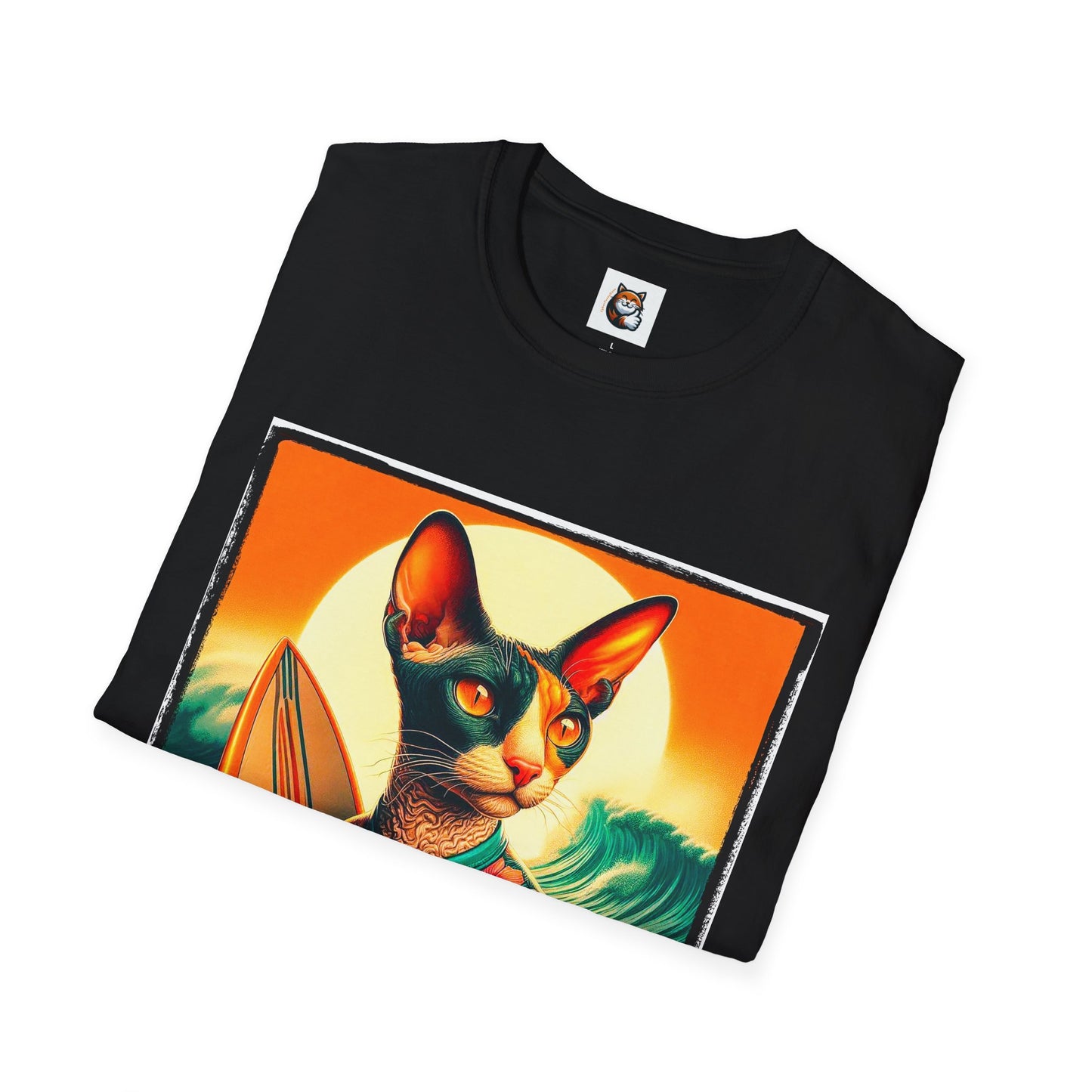 Cornish Rex Cat crashing waves T-Shirt