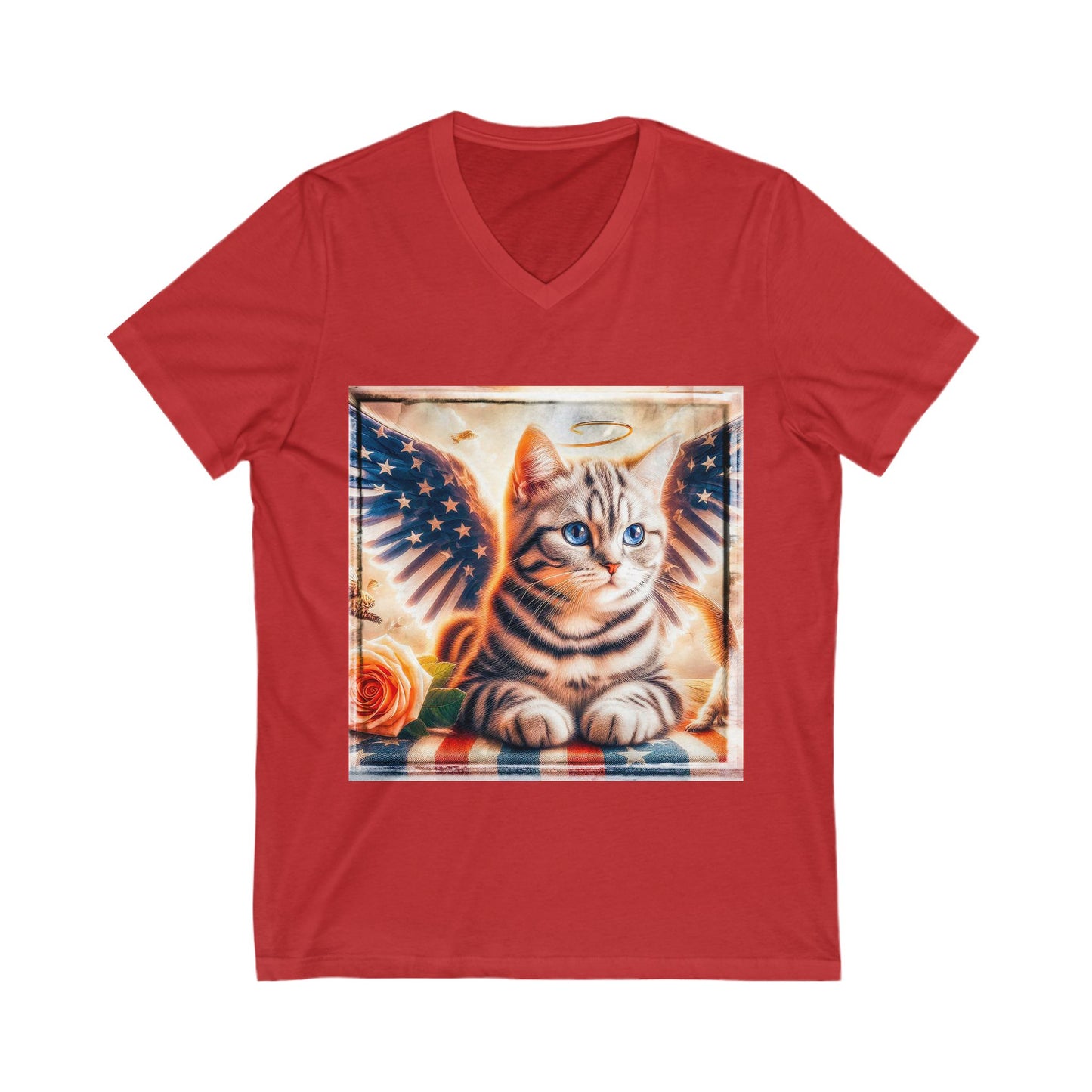 American Shorthair heavenly Angel Jersey Short Sleeve V-Neck Tee