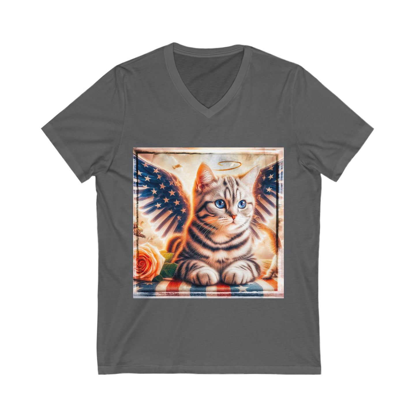 American Shorthair heavenly Angel Jersey Short Sleeve V-Neck Tee