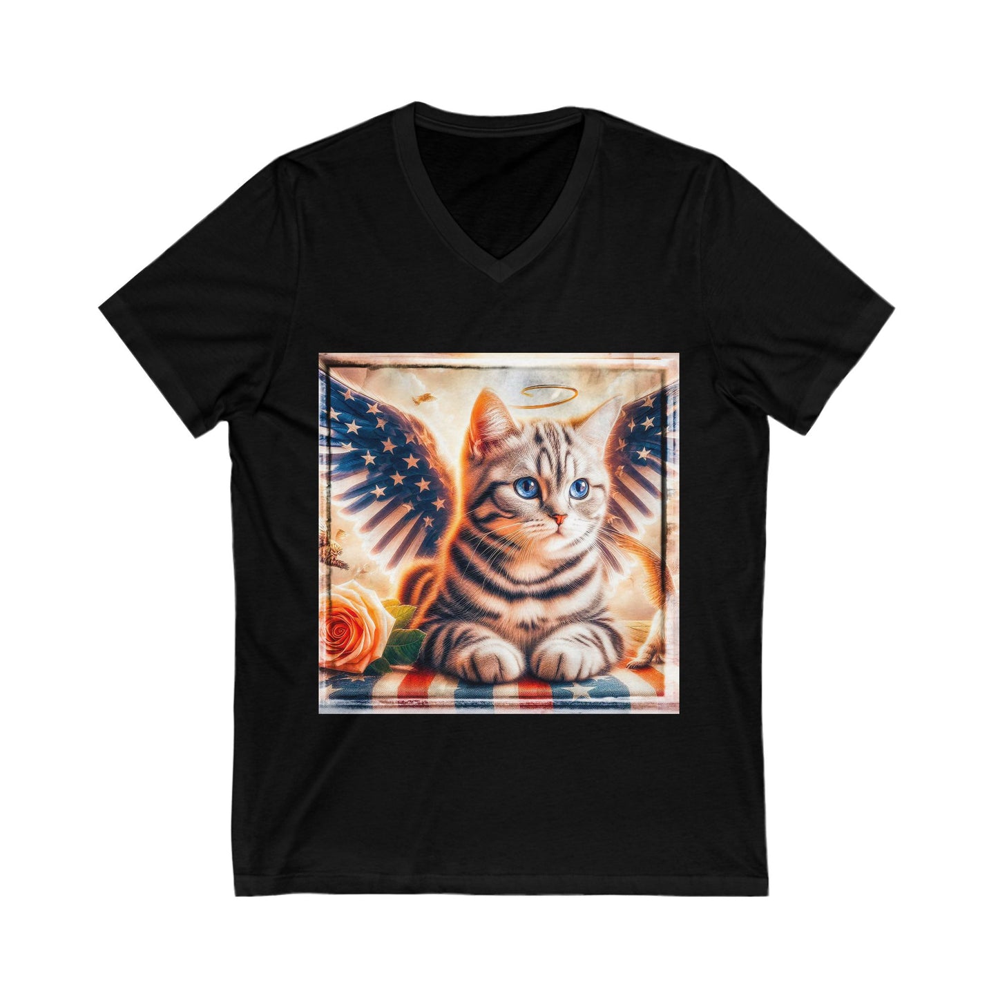 American Shorthair heavenly Angel Jersey Short Sleeve V-Neck Tee