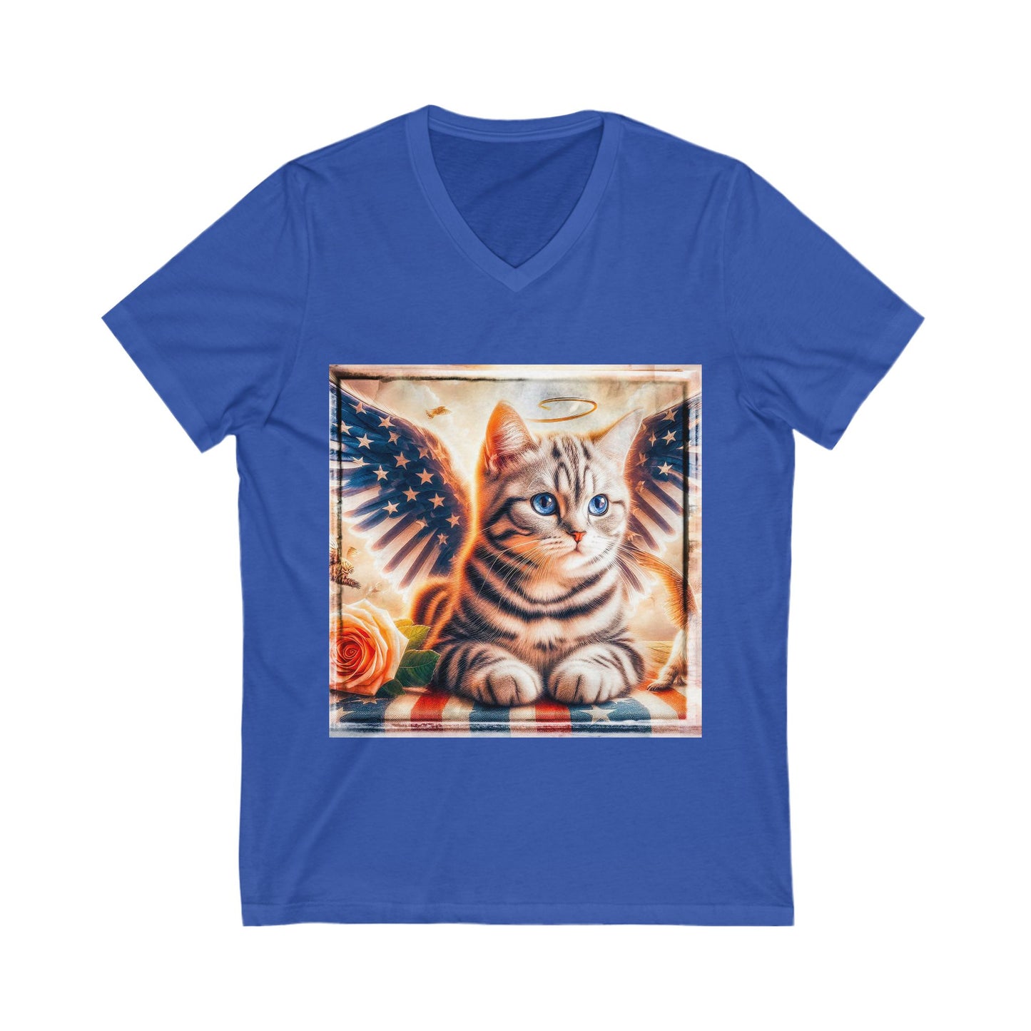 American Shorthair heavenly Angel Jersey Short Sleeve V-Neck Tee