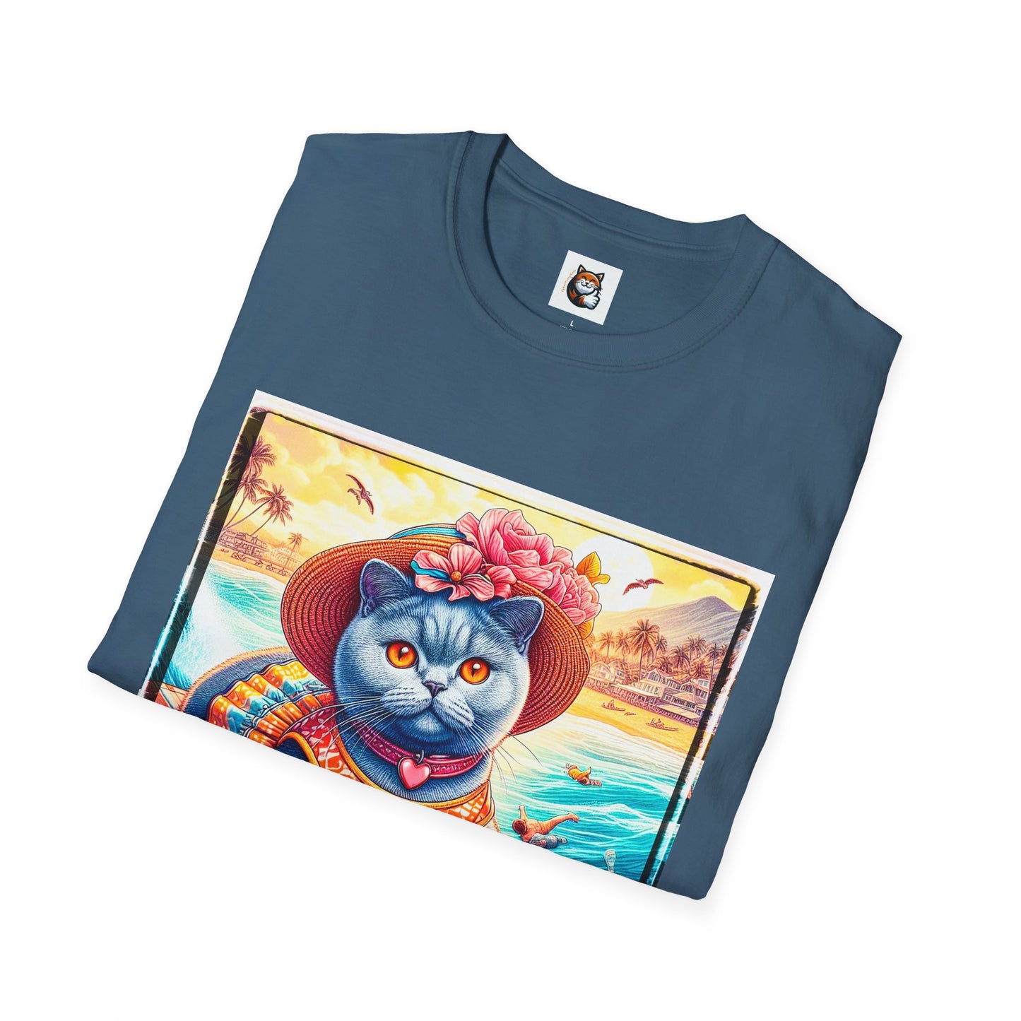British Shorthair pretty surfer girl Softstyle T-Shirt