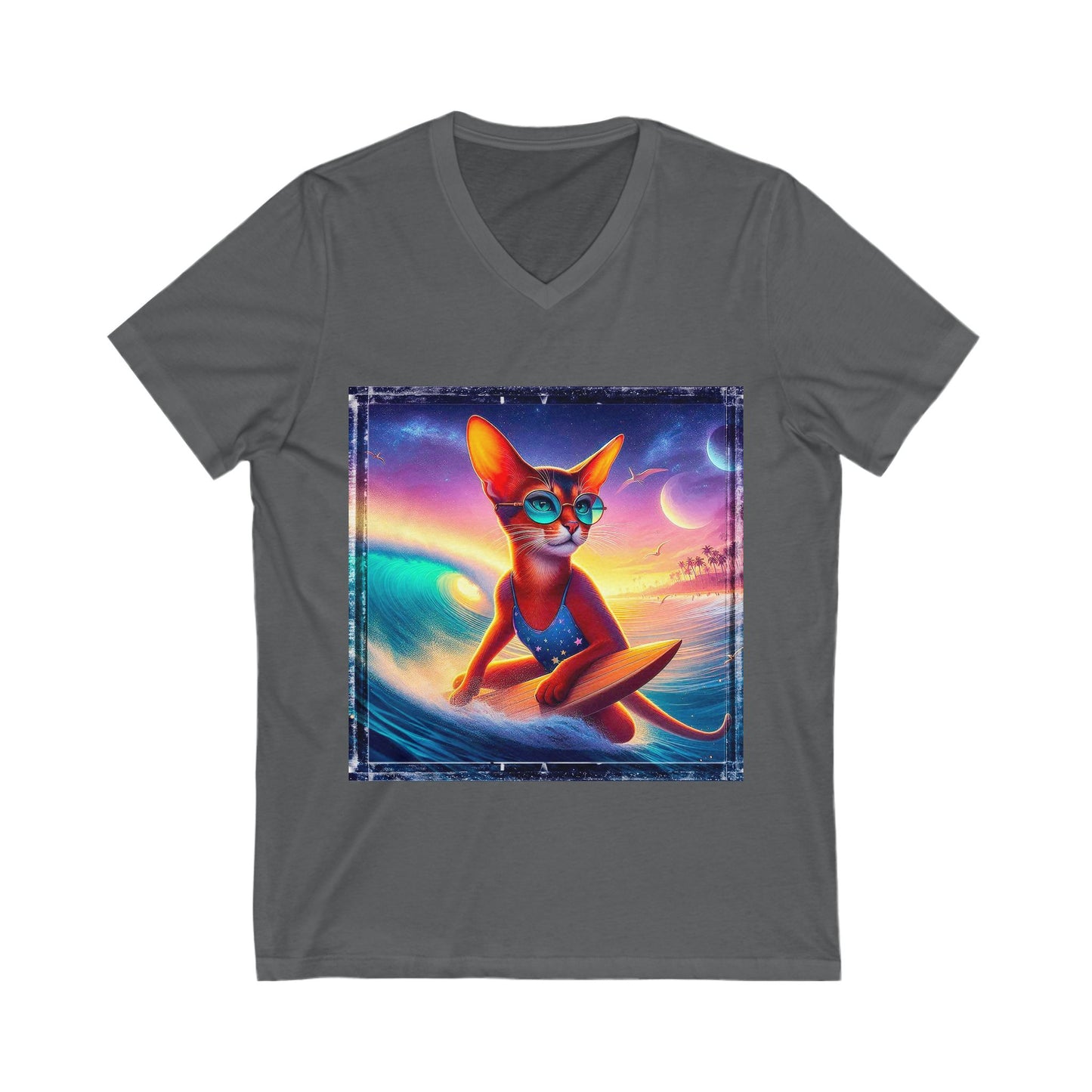 Abyssinian crashing waves Jersey Short Sleeve V-Neck Tee