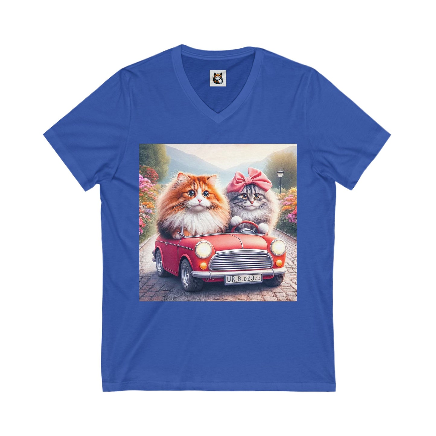 Wacky Norwegian Forest Cat Unisex Jersey Short Sleeve V-Neck Tee