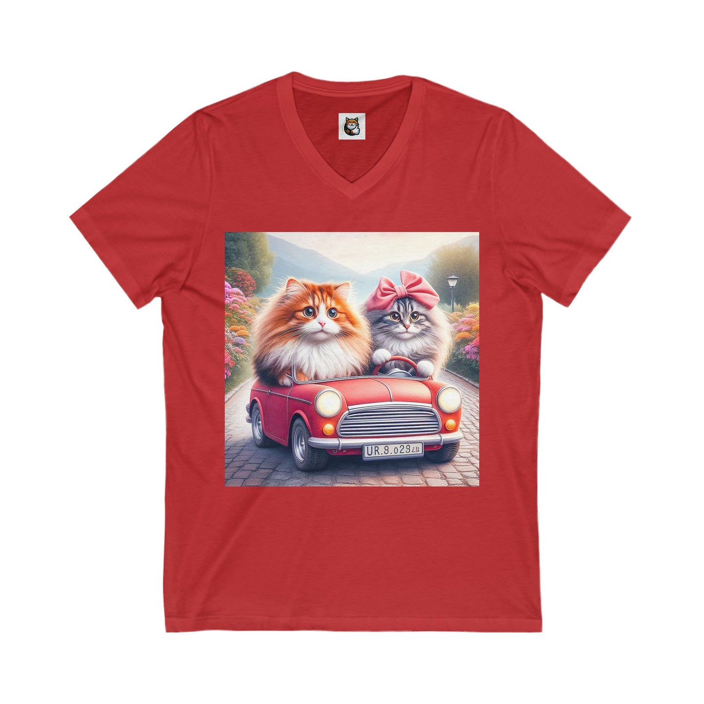 Wacky Norwegian Forest Cat Unisex Jersey Short Sleeve V-Neck Tee