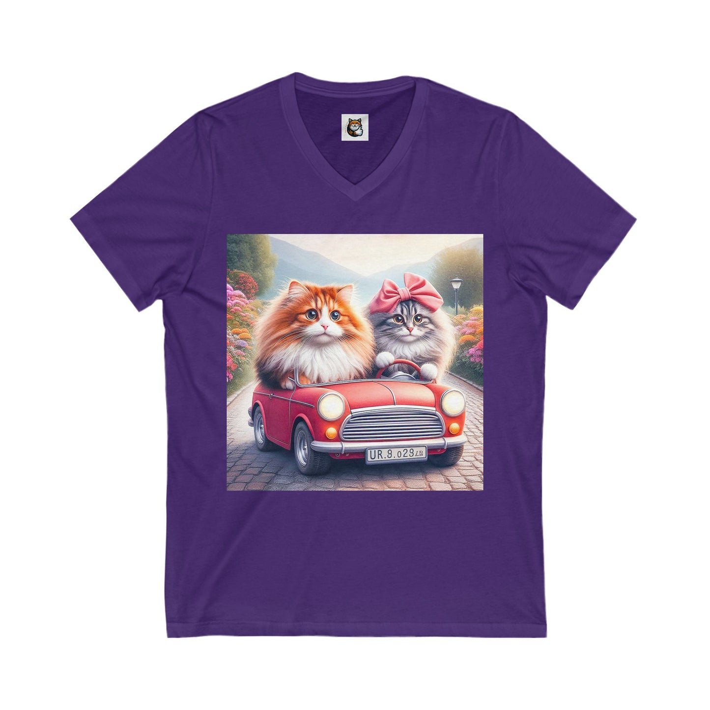 Wacky Norwegian Forest Cat Unisex Jersey Short Sleeve V-Neck Tee
