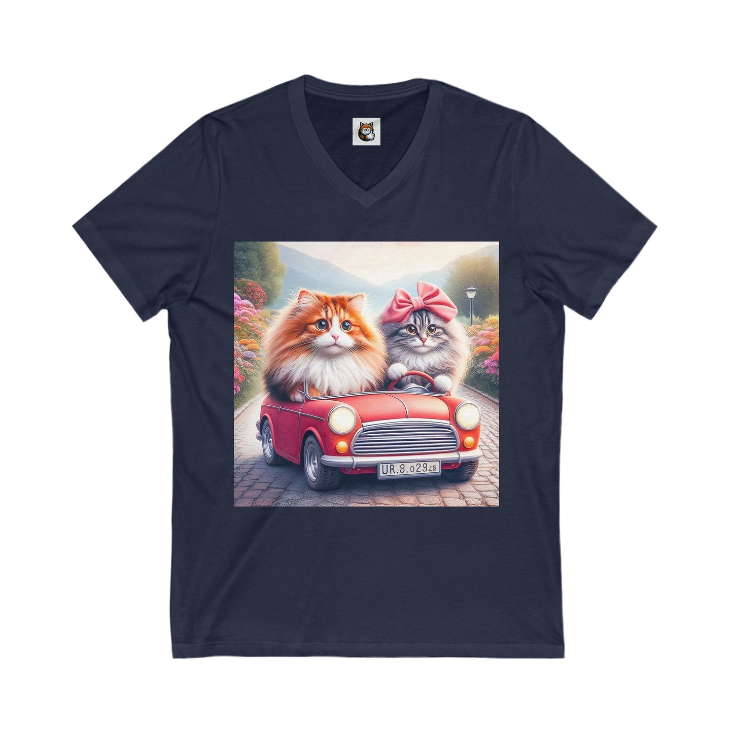 Wacky Norwegian Forest Cat Unisex Jersey Short Sleeve V-Neck Tee