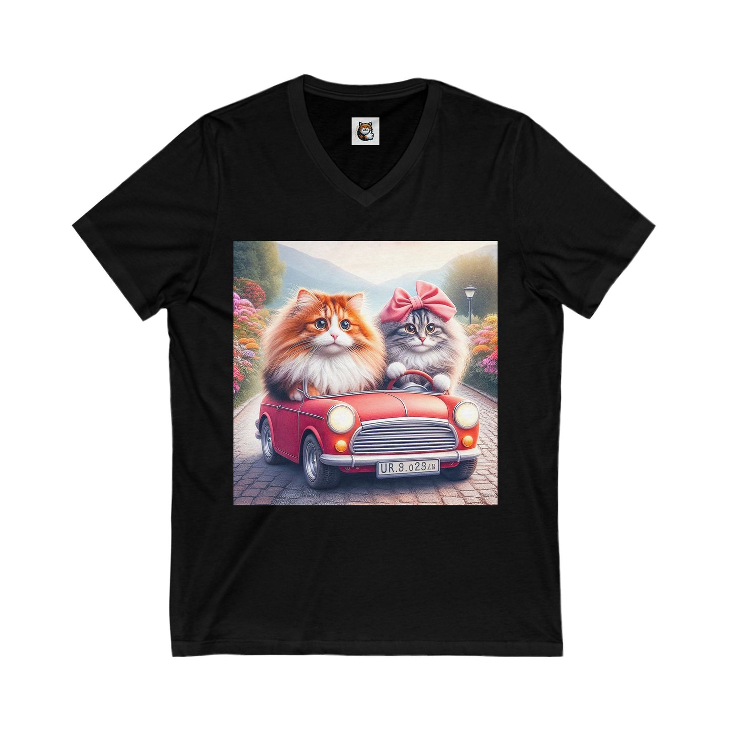 Wacky Norwegian Forest Cat Unisex Jersey Short Sleeve V-Neck Tee