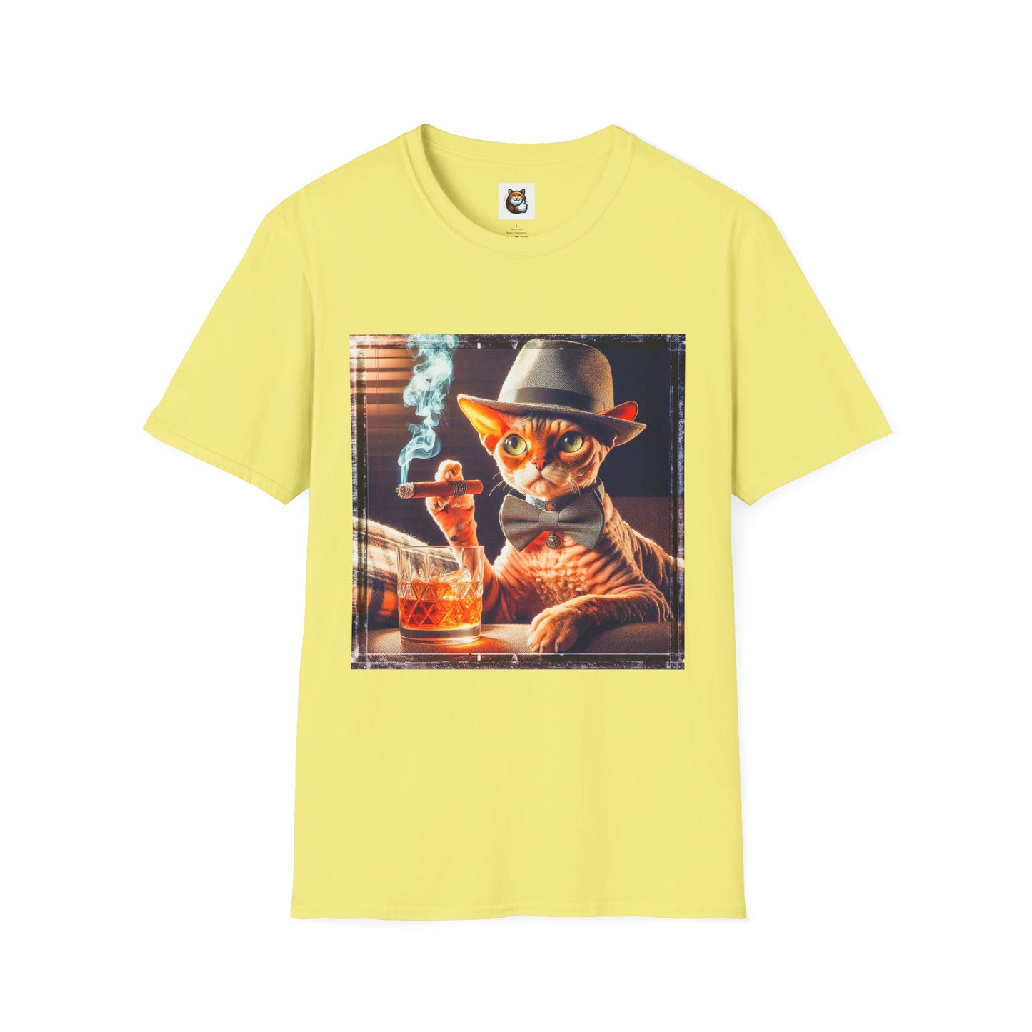 Devon Rex Cat whiskey drinker Softstyle T-Shirt
