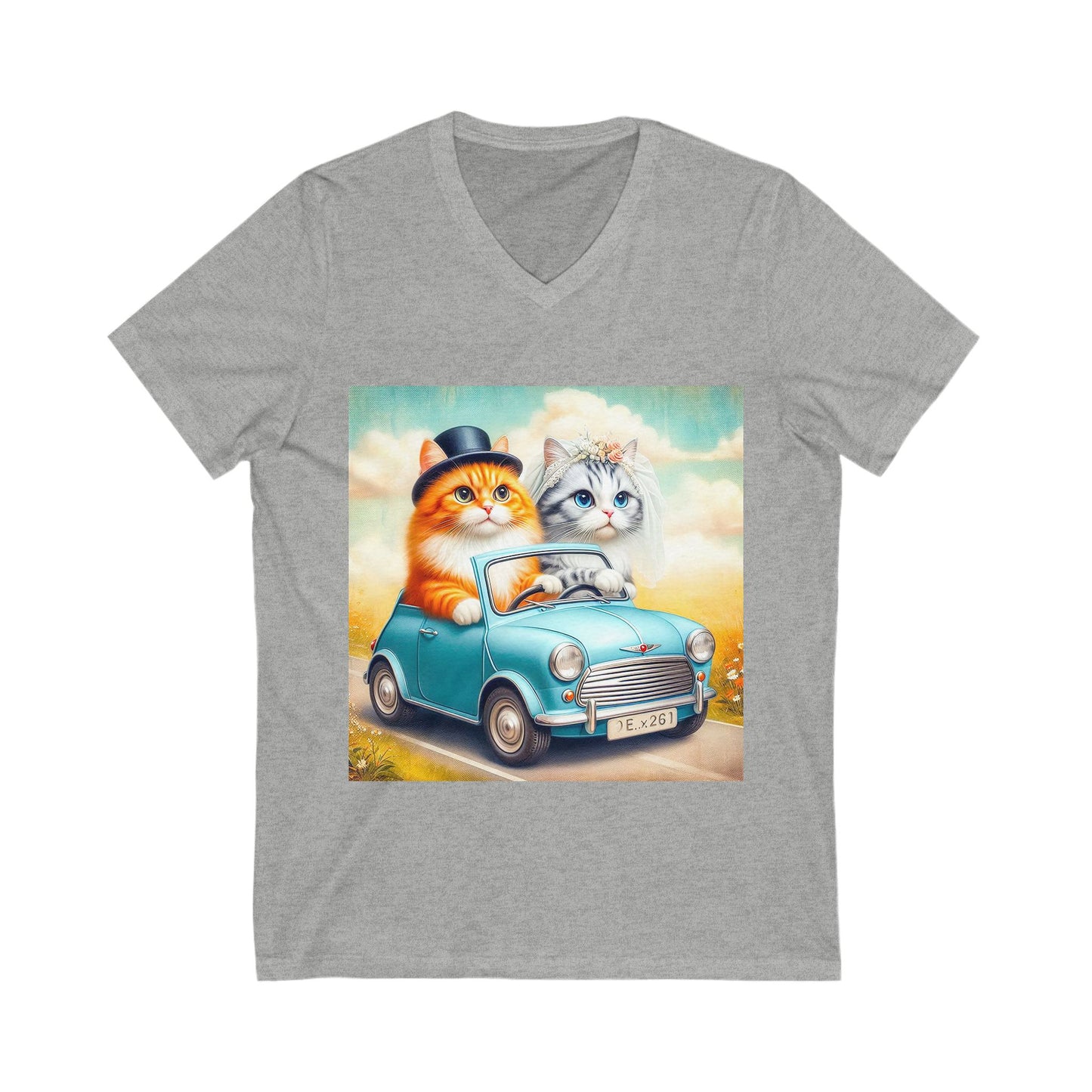 Wacky Domestic Cat Unisex Jersey Short Sleeve V-Neck Tee