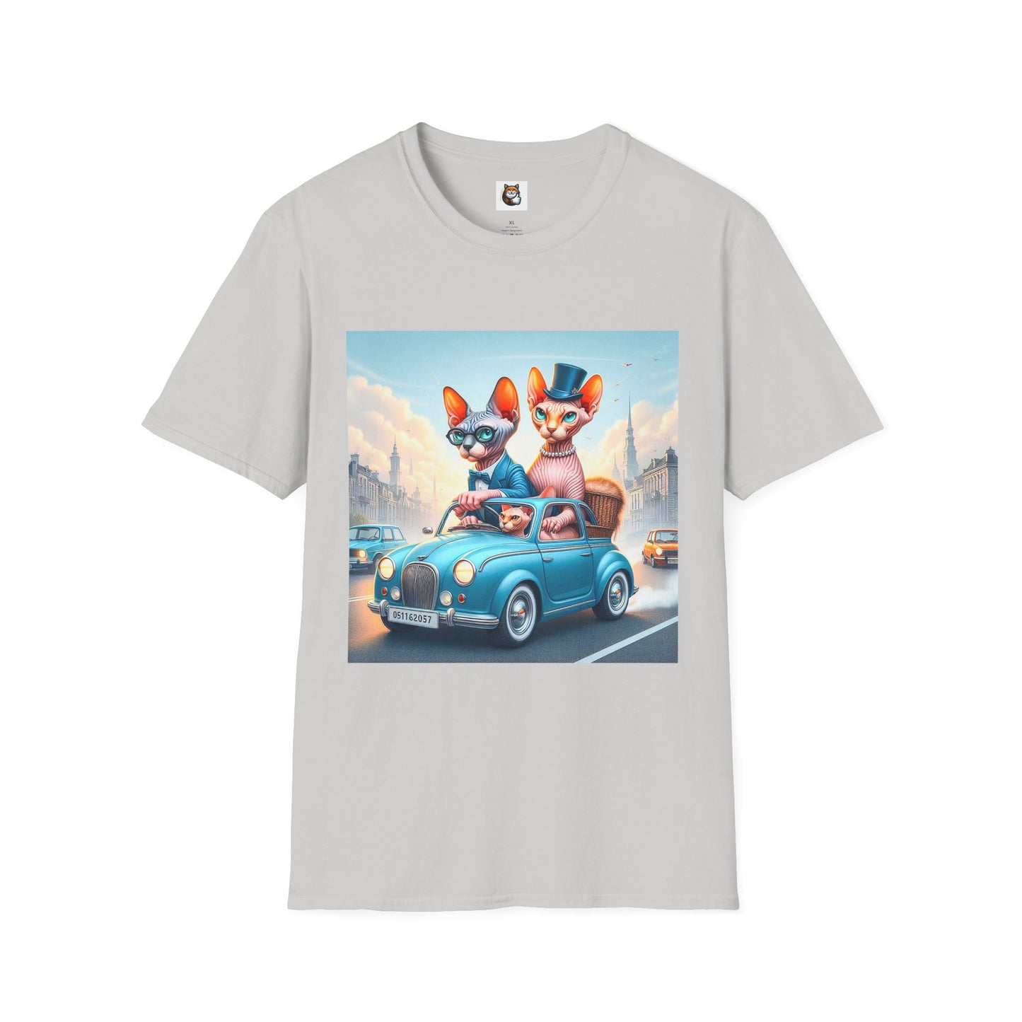 Wacky Sphynx Cat blue car