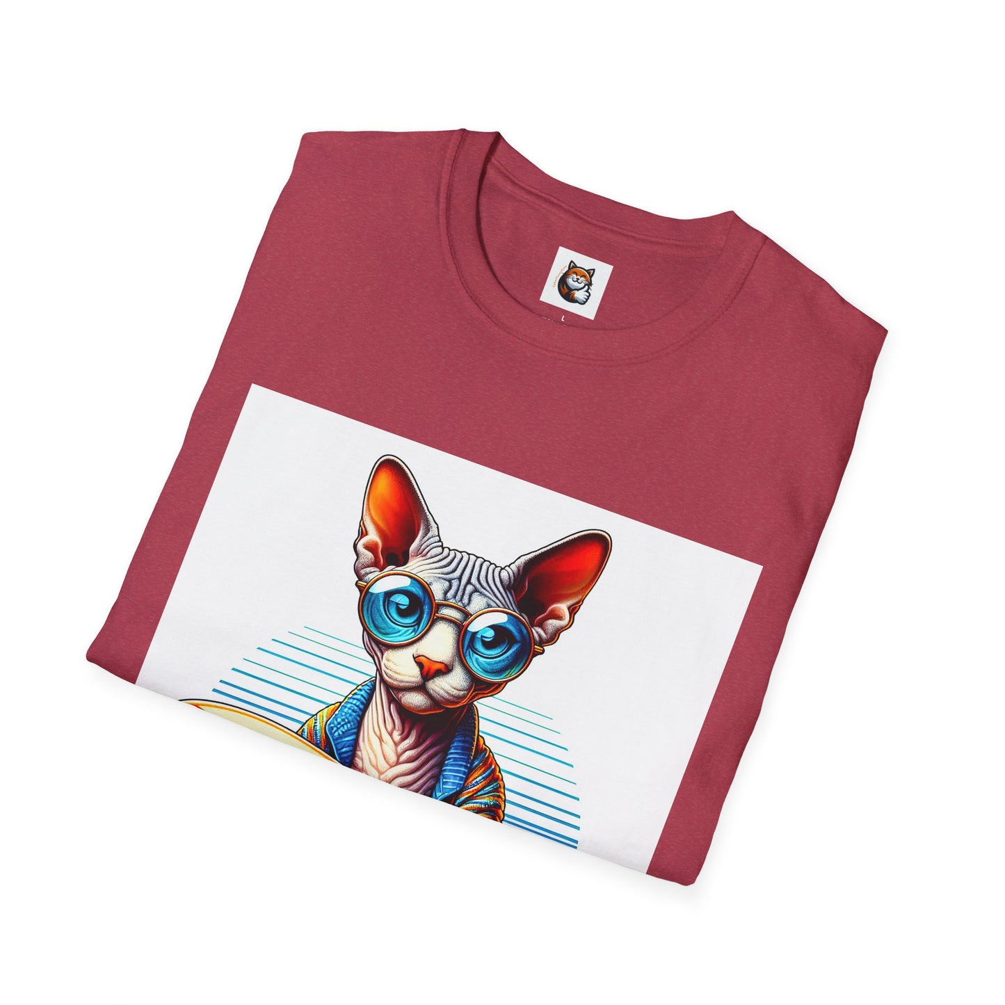 Devon Rex Cat surfer Softstyle T-Shirt