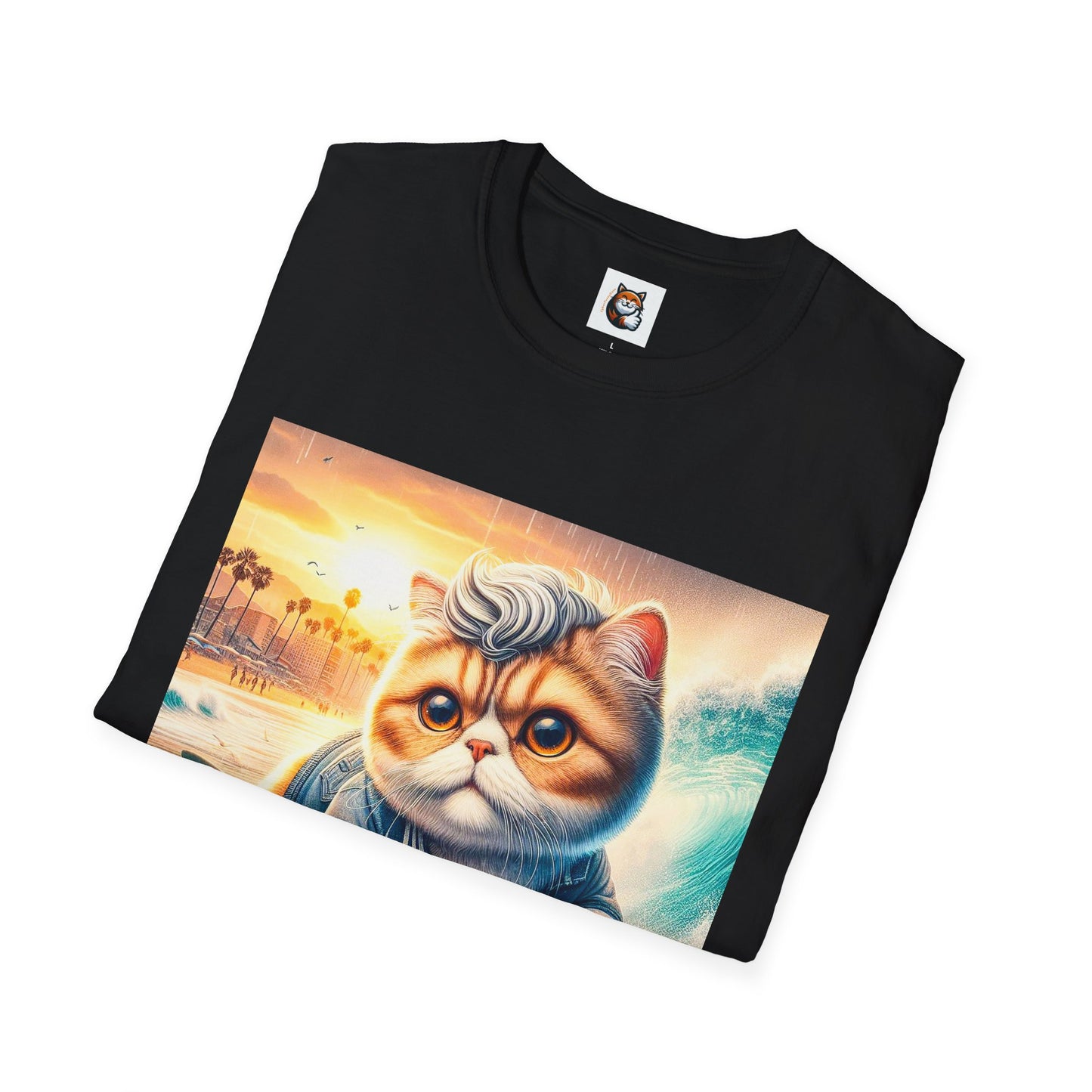 Selkirk Rex Cat T-Shirt -handsome surfer