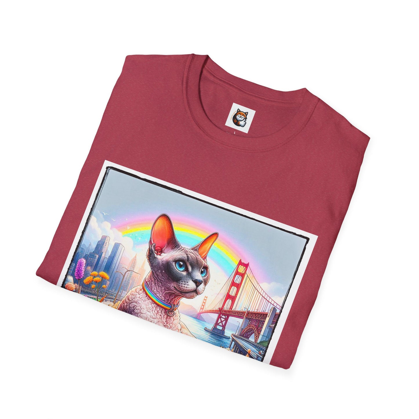 Devon Rex Cat rainbow Softstyle T-Shirt