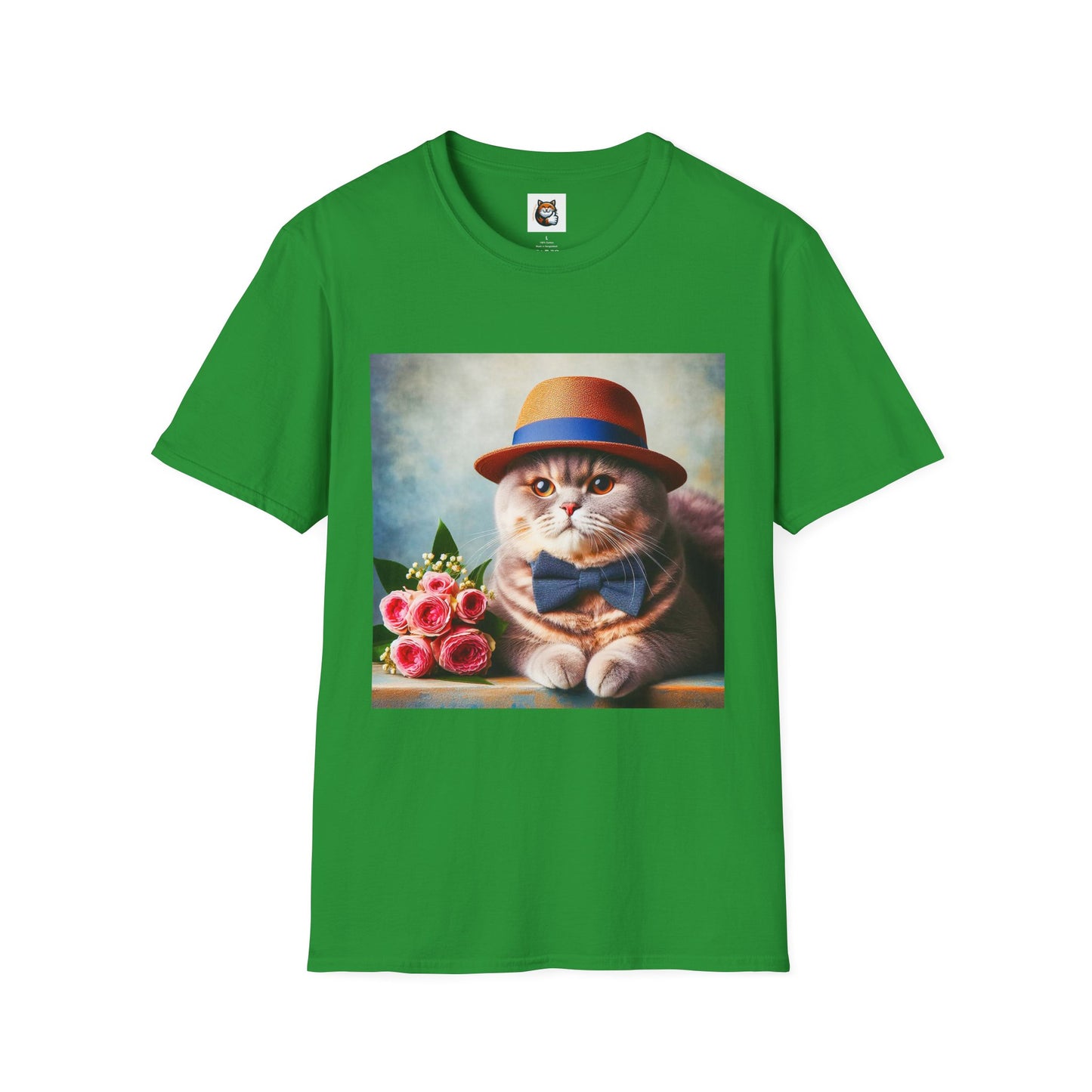 British Shorthair hat and bow Unisex Softstyle T-Shirt