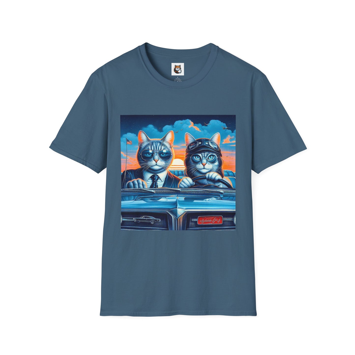 Wacky Russian Blue Cat cute couple driving T-Shirt