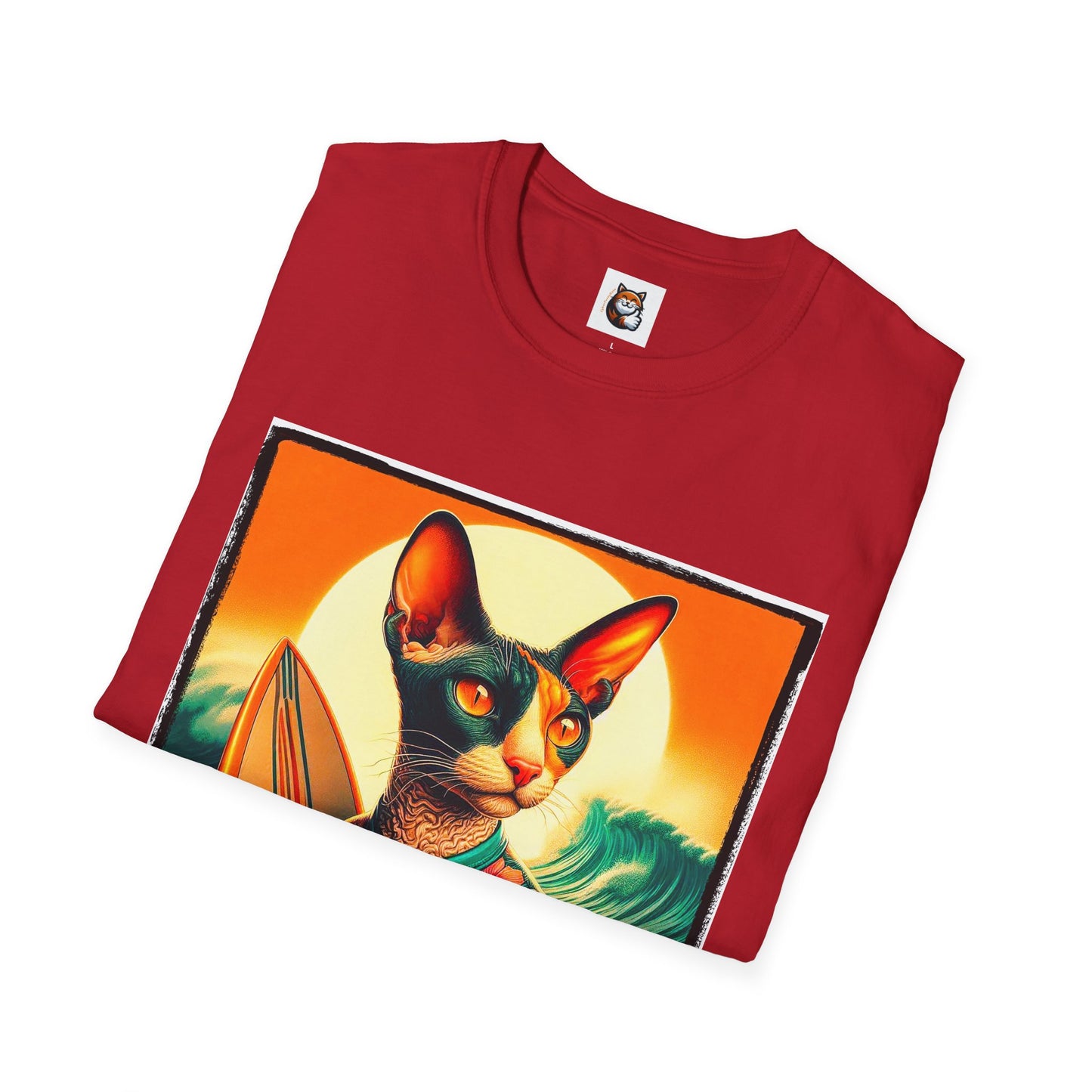 Cornish Rex Cat crashing waves T-Shirt