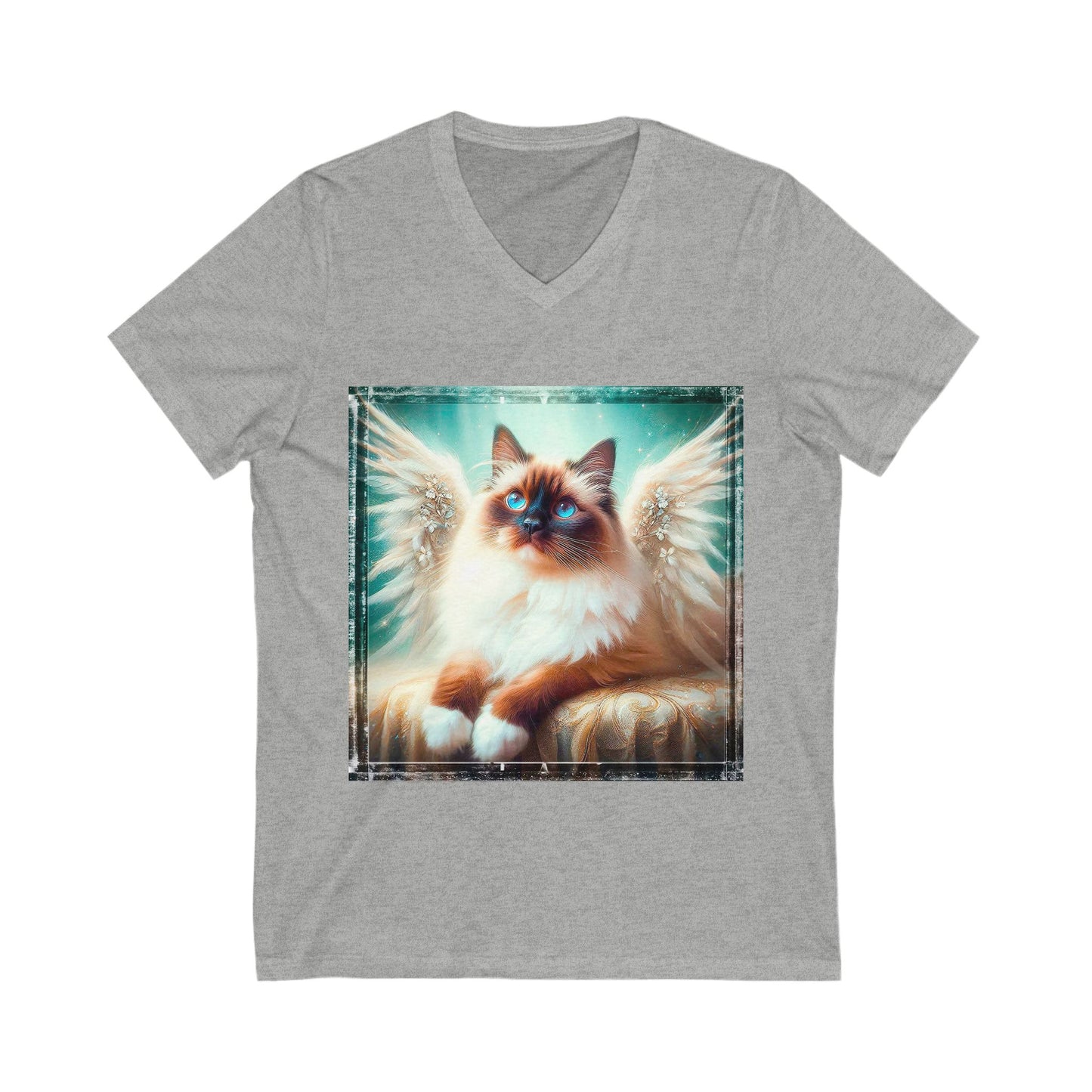 Birman angel Jersey Short Sleeve V-Neck Tee