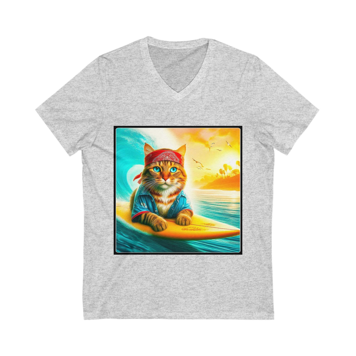 Domestic Cat hippie surfer V-Neck Tee