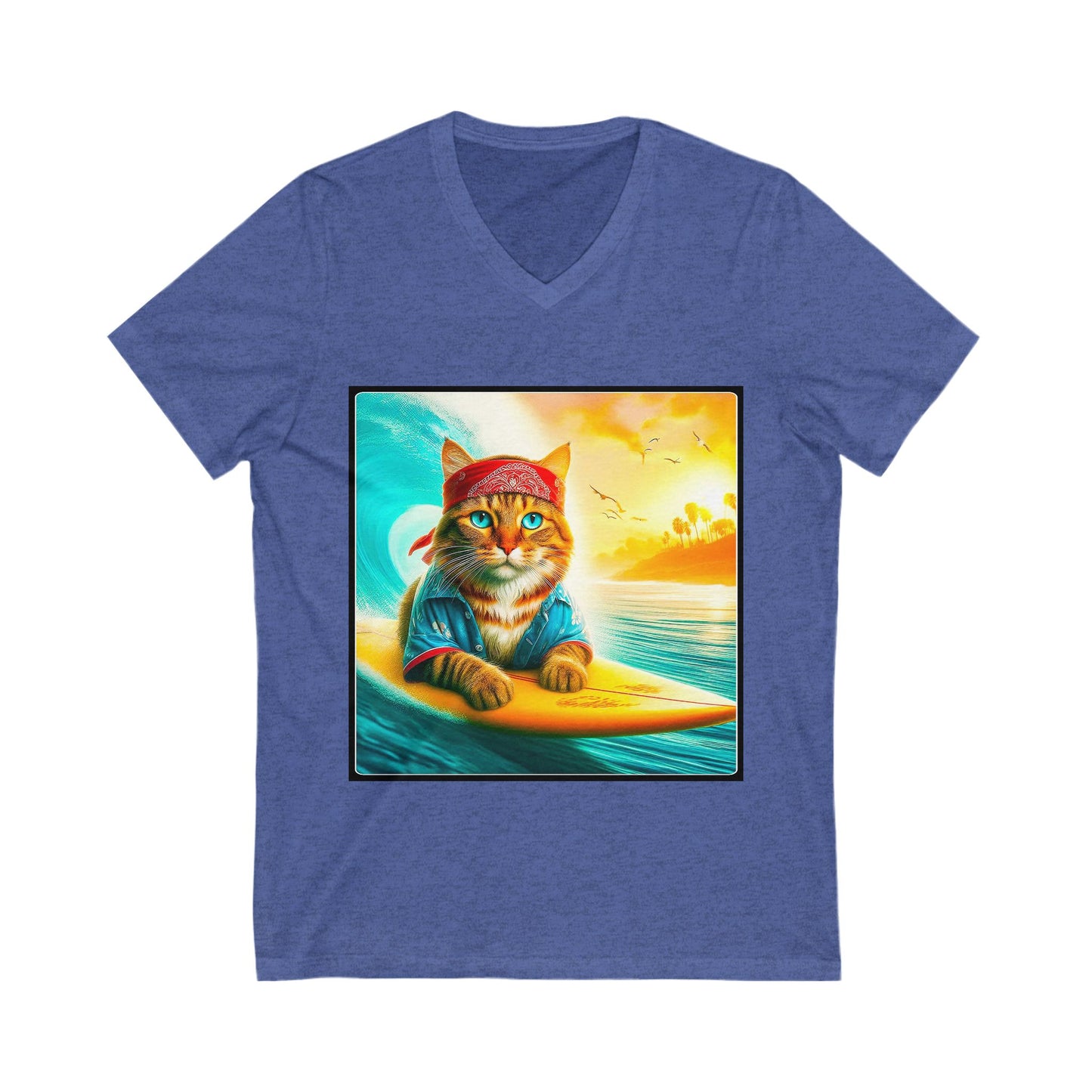 Domestic Cat hippie surfer V-Neck Tee