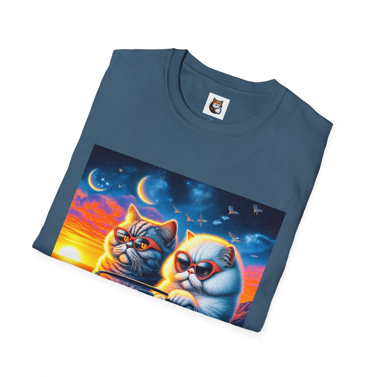 Selkirk Rex Cat T-Shirt sunset driving