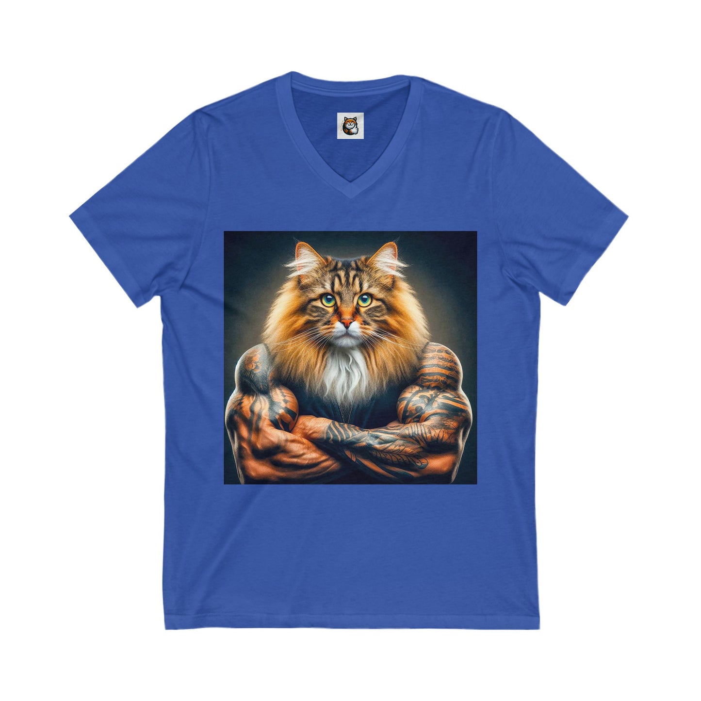 Norwegian Forest Cat Unisex Jersey Short Sleeve V-Neck Tee