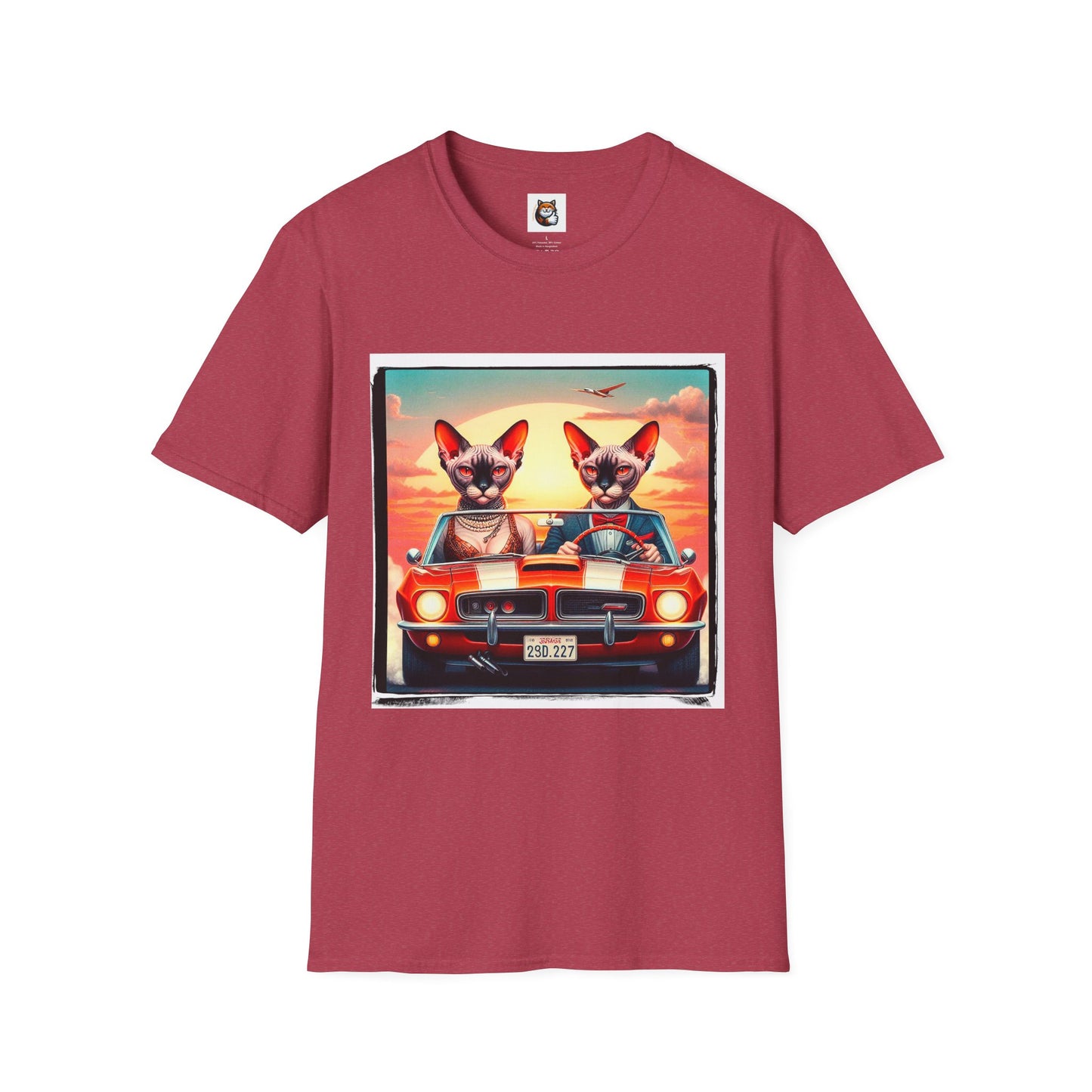 Wacky Devon Rex vintage car Unisex Softstyle T-Shirt