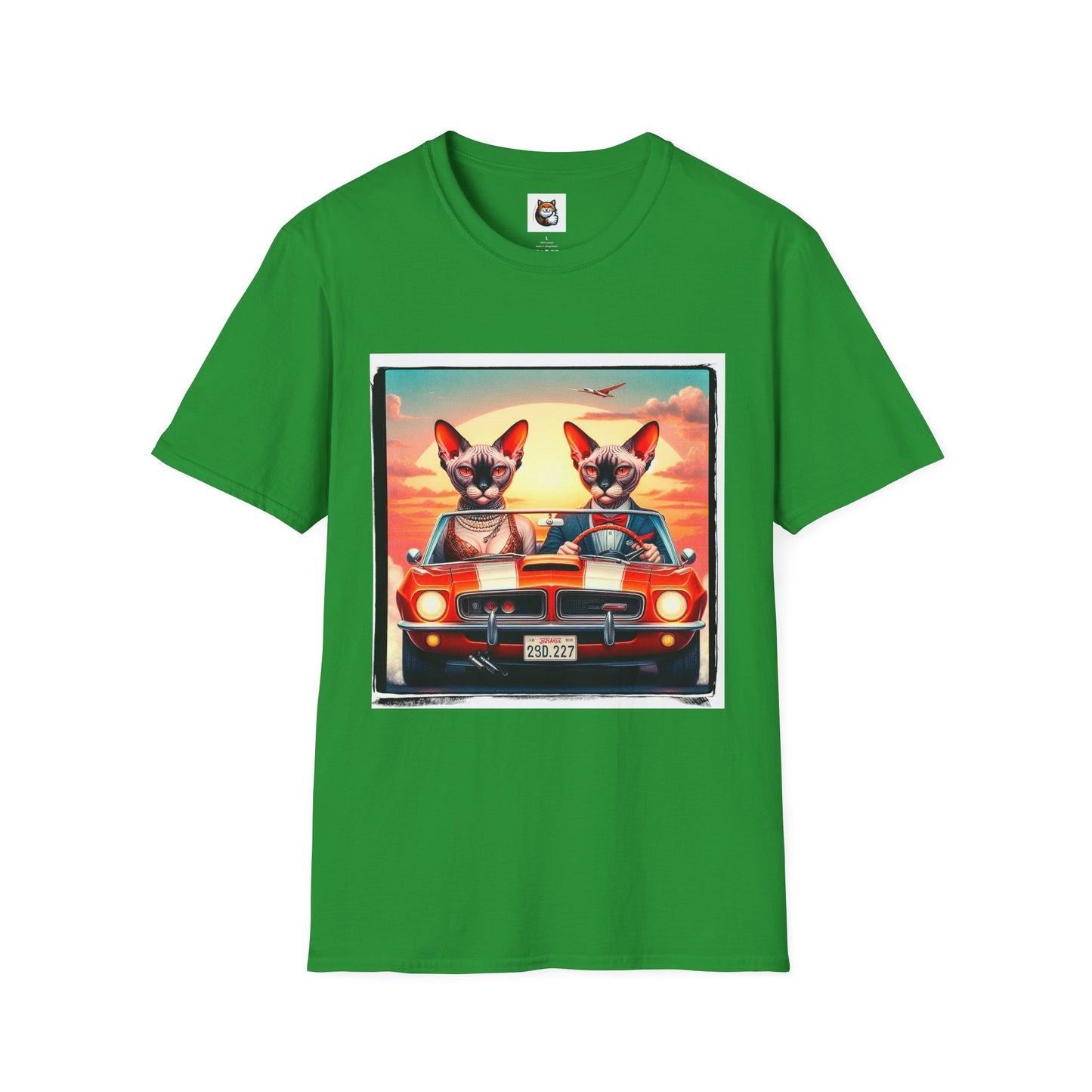 Wacky Devon Rex vintage car Unisex Softstyle T-Shirt