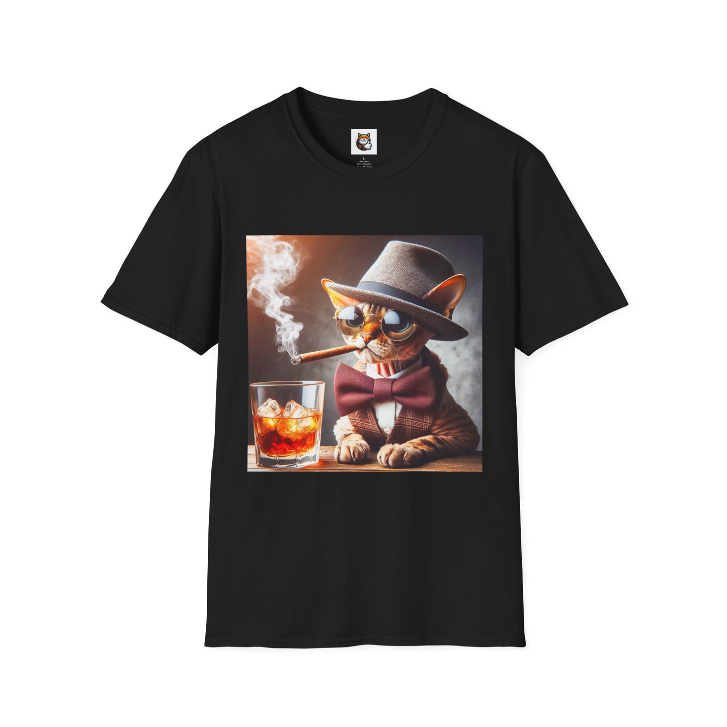 Devon Rex Cat whiskey drinker Softstyle T-Shirt