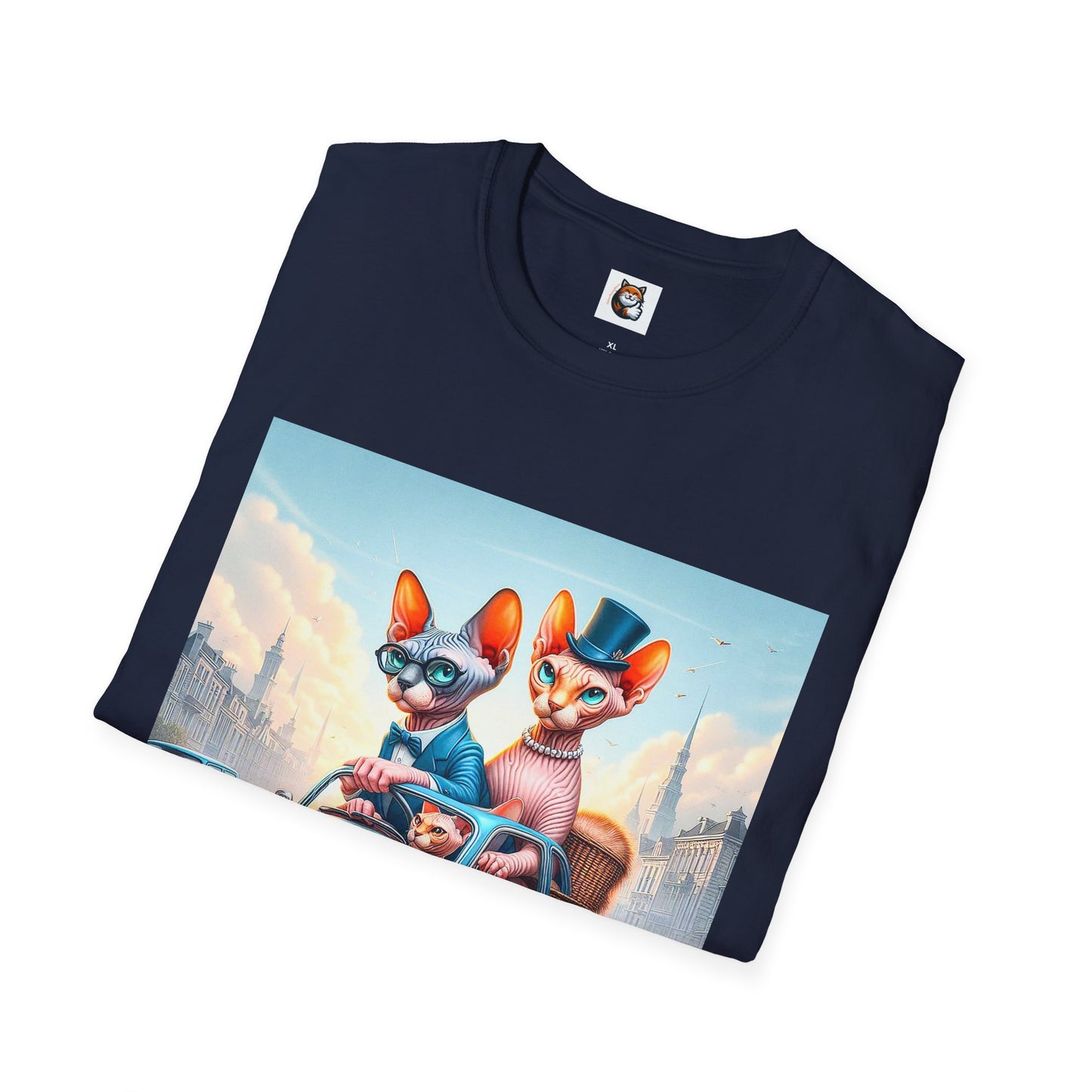 Wacky Sphynx Cat blue car