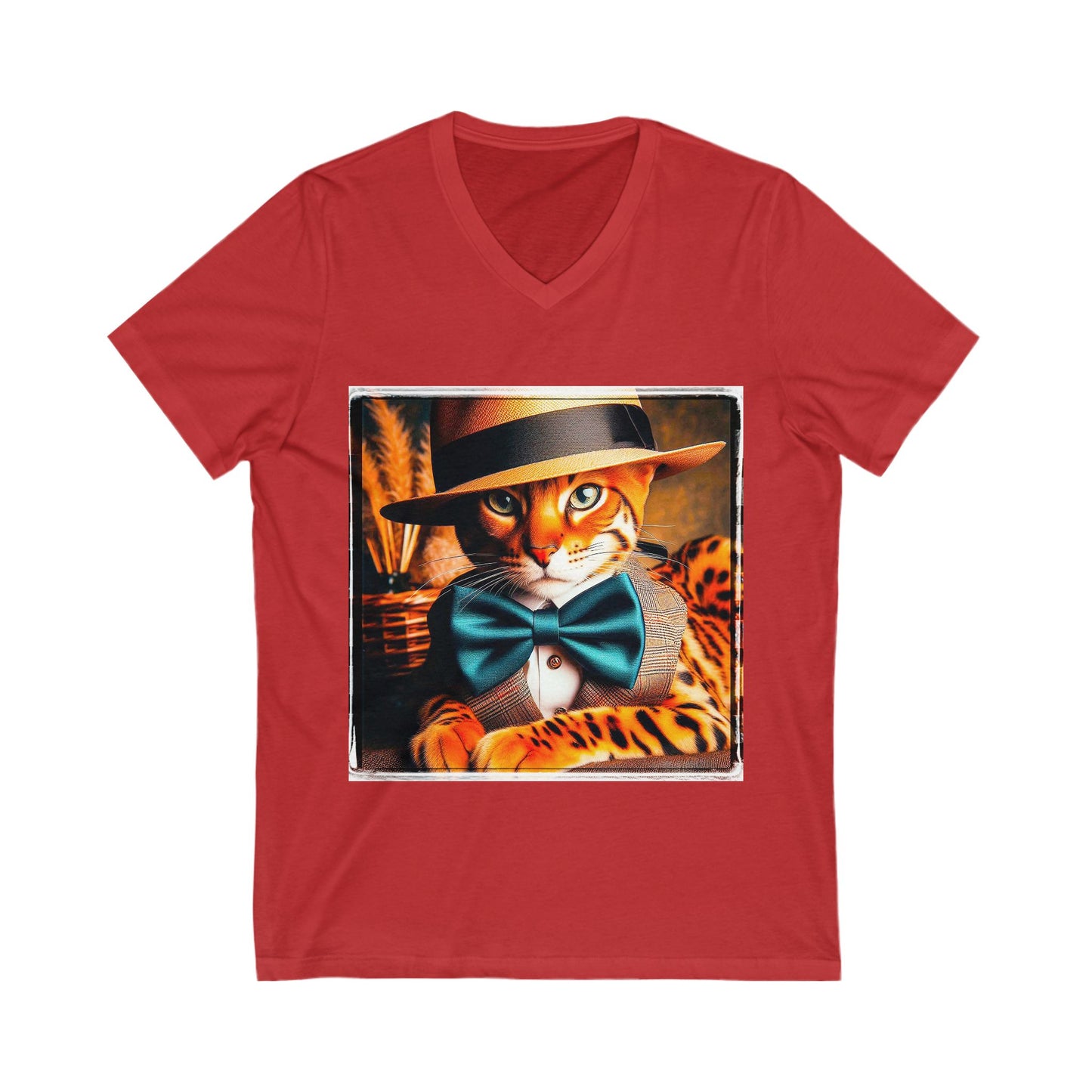 Bengal Unisex bow tie cutie Jersey Short Sleeve V-Neck Tee
