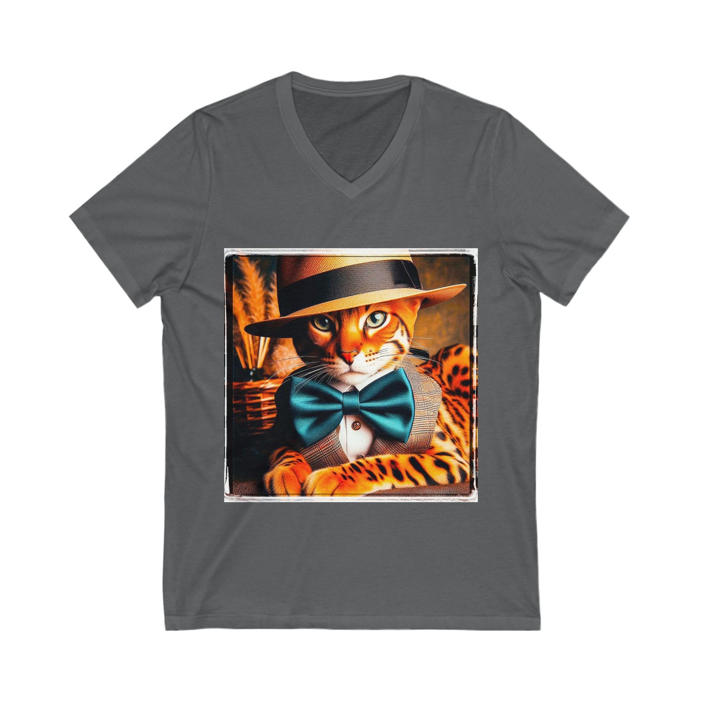 Bengal Unisex bow tie cutie Jersey Short Sleeve V-Neck Tee