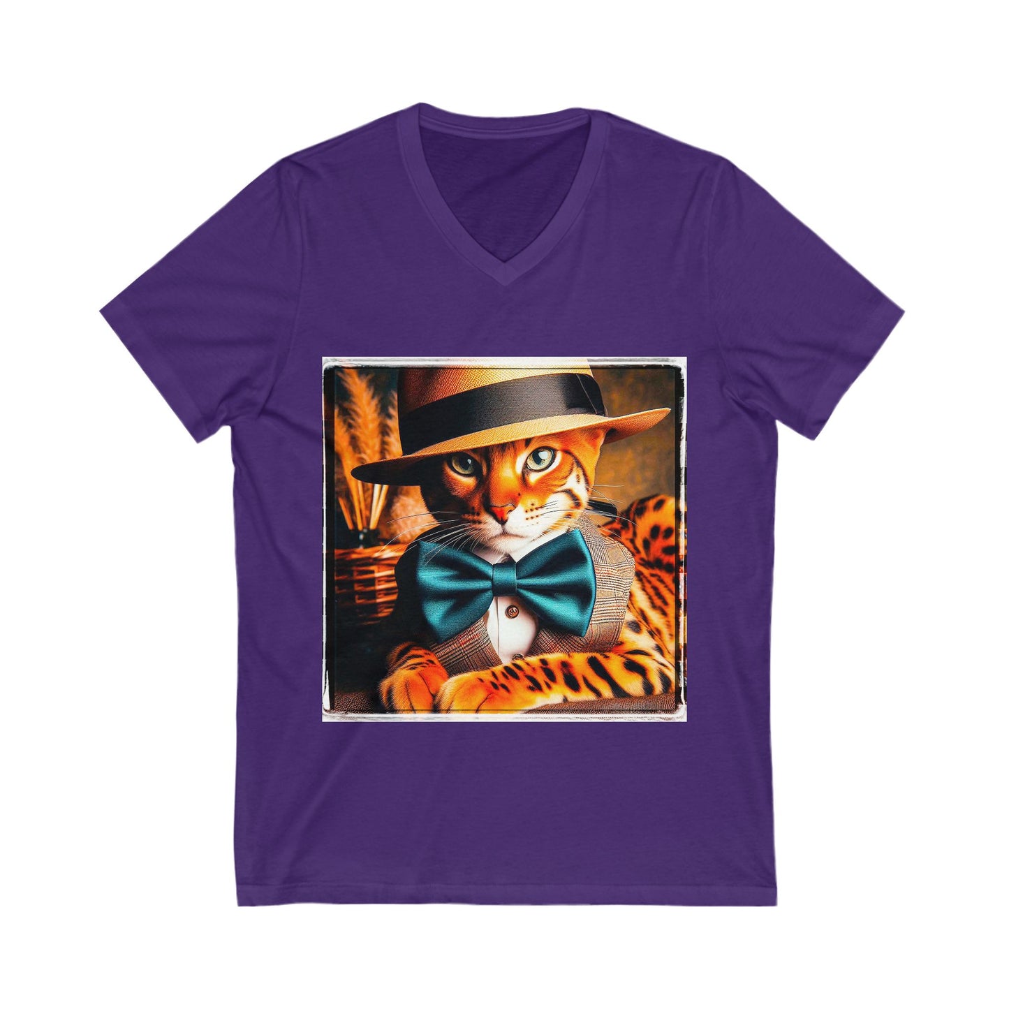 Bengal Unisex bow tie cutie Jersey Short Sleeve V-Neck Tee