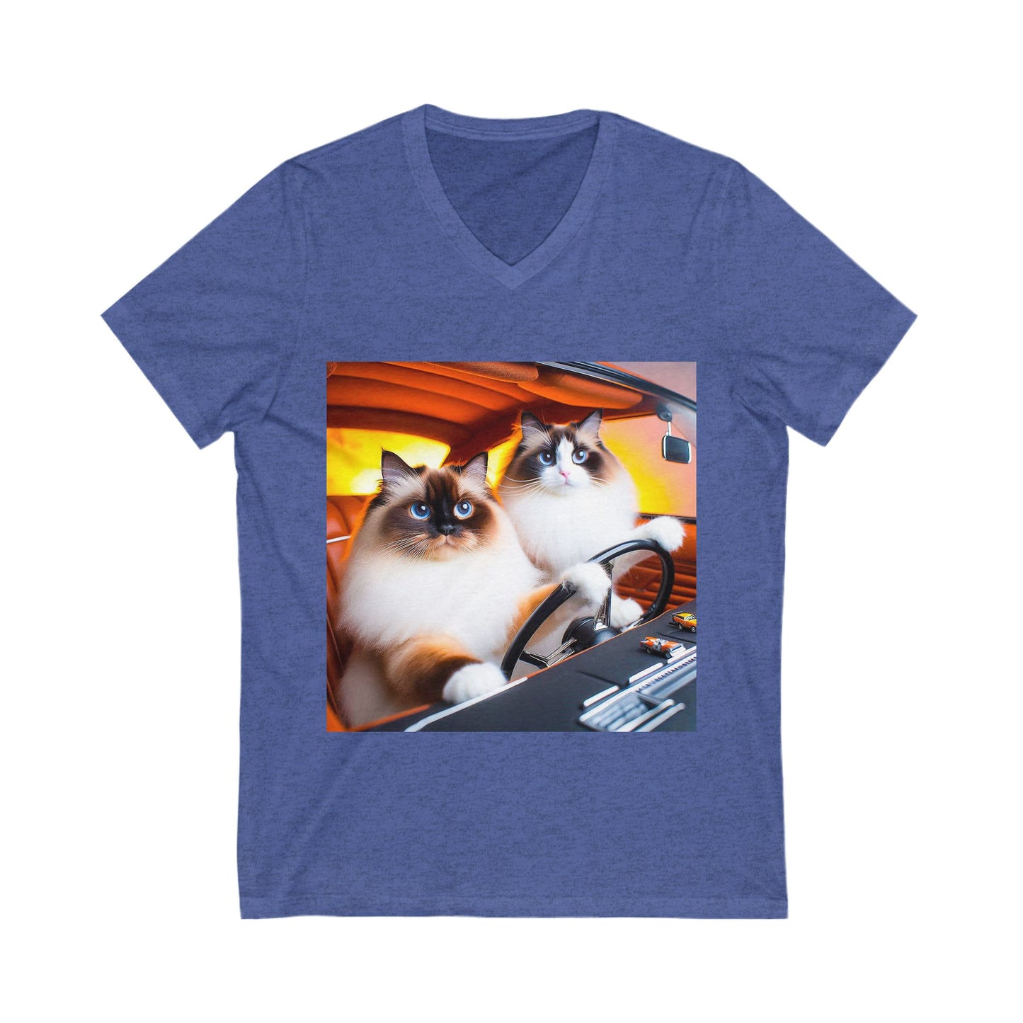 Wacky Ragdoll Cat Unisex Jersey Short Sleeve V-Neck Tee