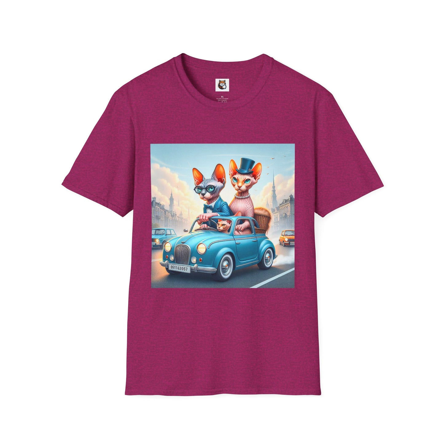 Wacky Sphynx Cat blue car