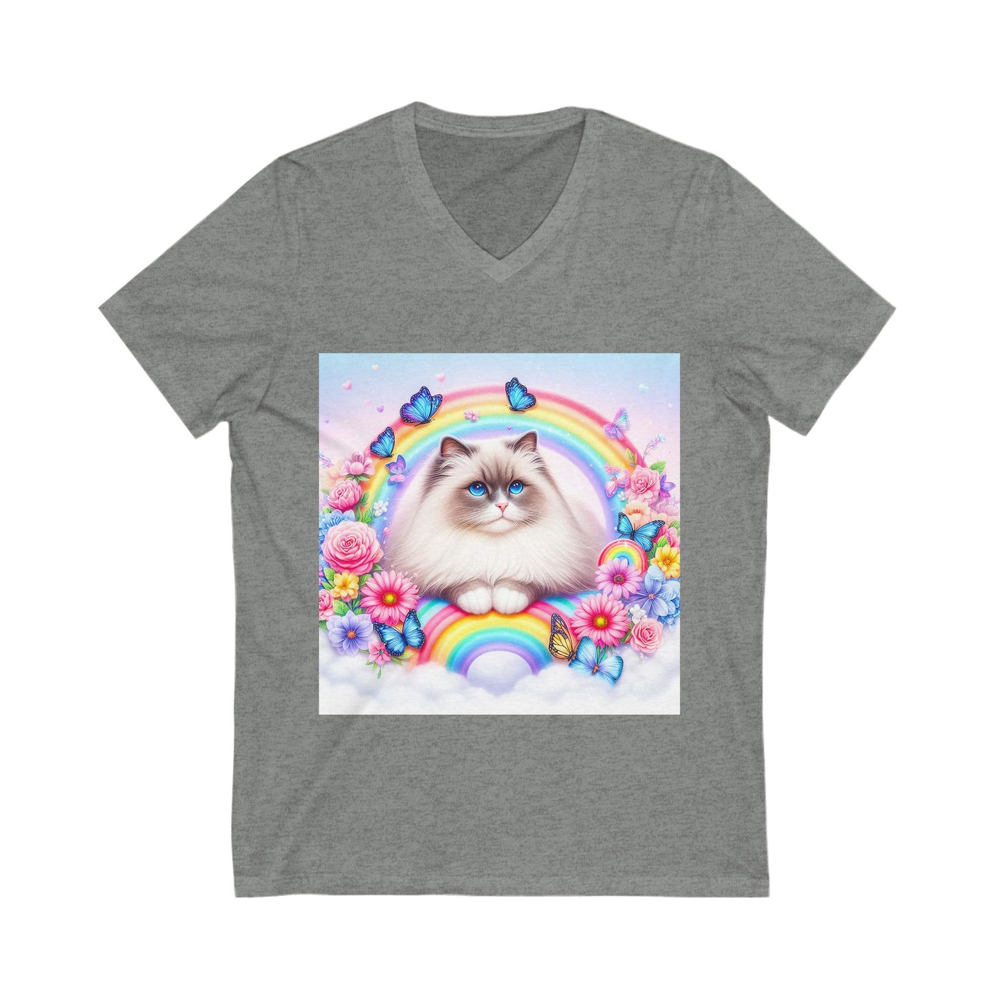Ragdoll Cat Unisex Jersey Short Sleeve V-Neck Tee