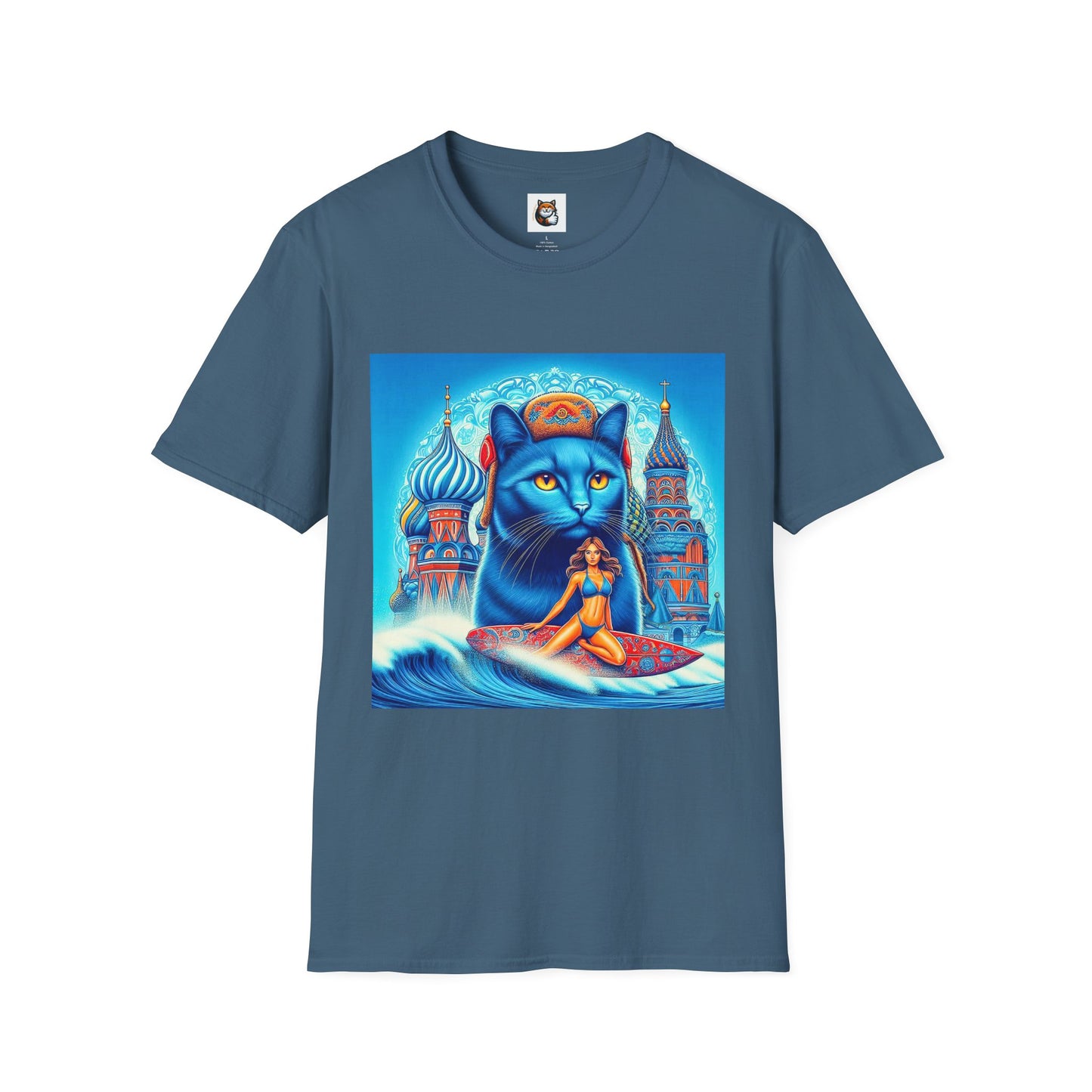 Russian Blue Cat egyptian goddess Softstyle T-Shirt