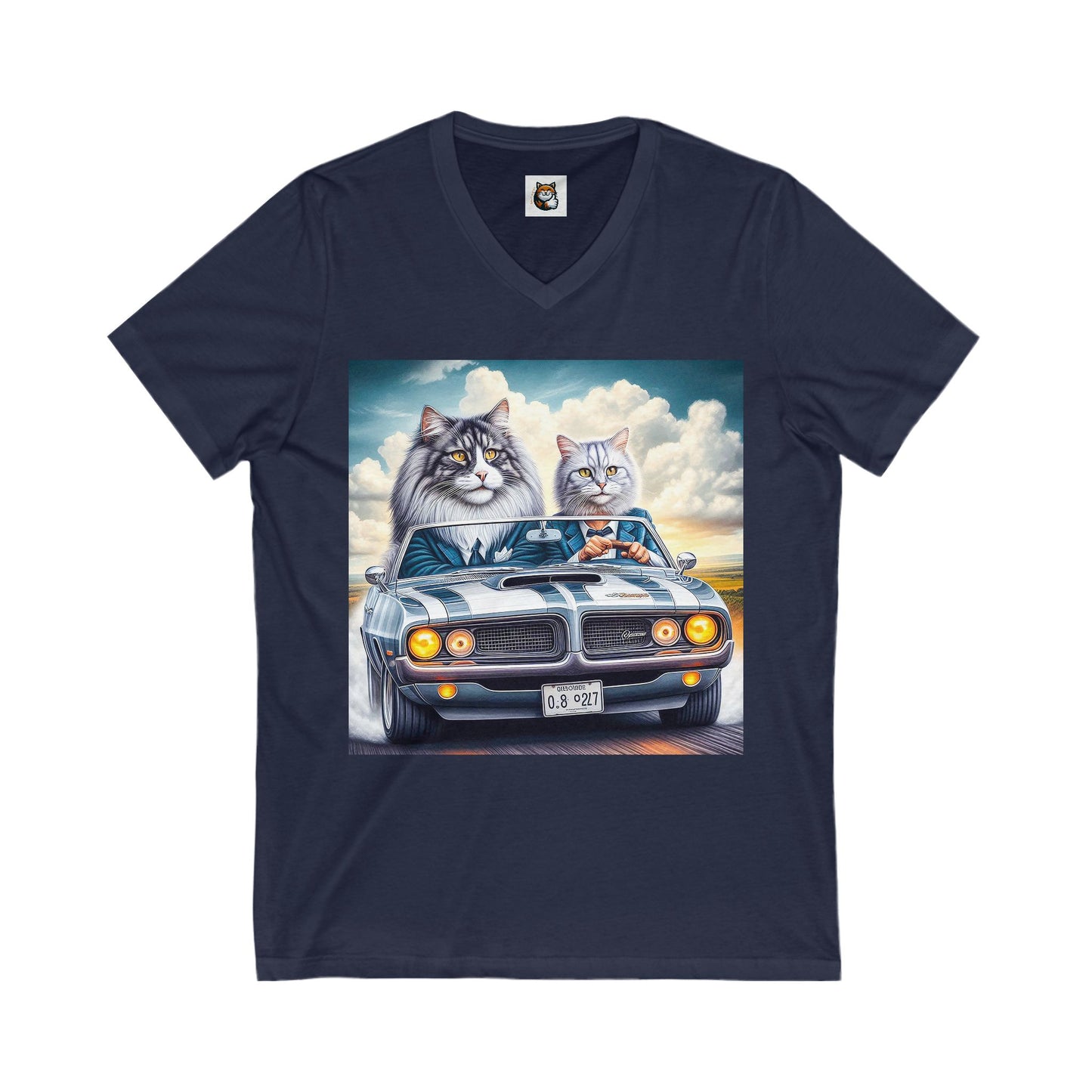 Wacky Norwegian Forest Cat Unisex Jersey Short Sleeve V-Neck Tee