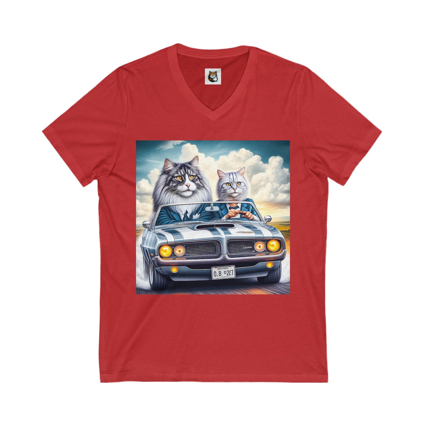 Wacky Norwegian Forest Cat Unisex Jersey Short Sleeve V-Neck Tee