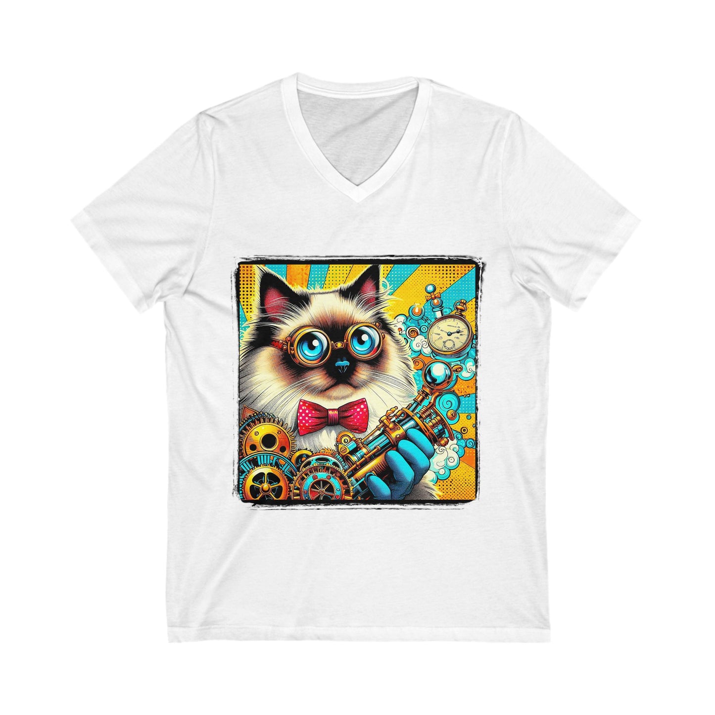 Birman steam punk Jersey Short Sleeve V-Neck Tee