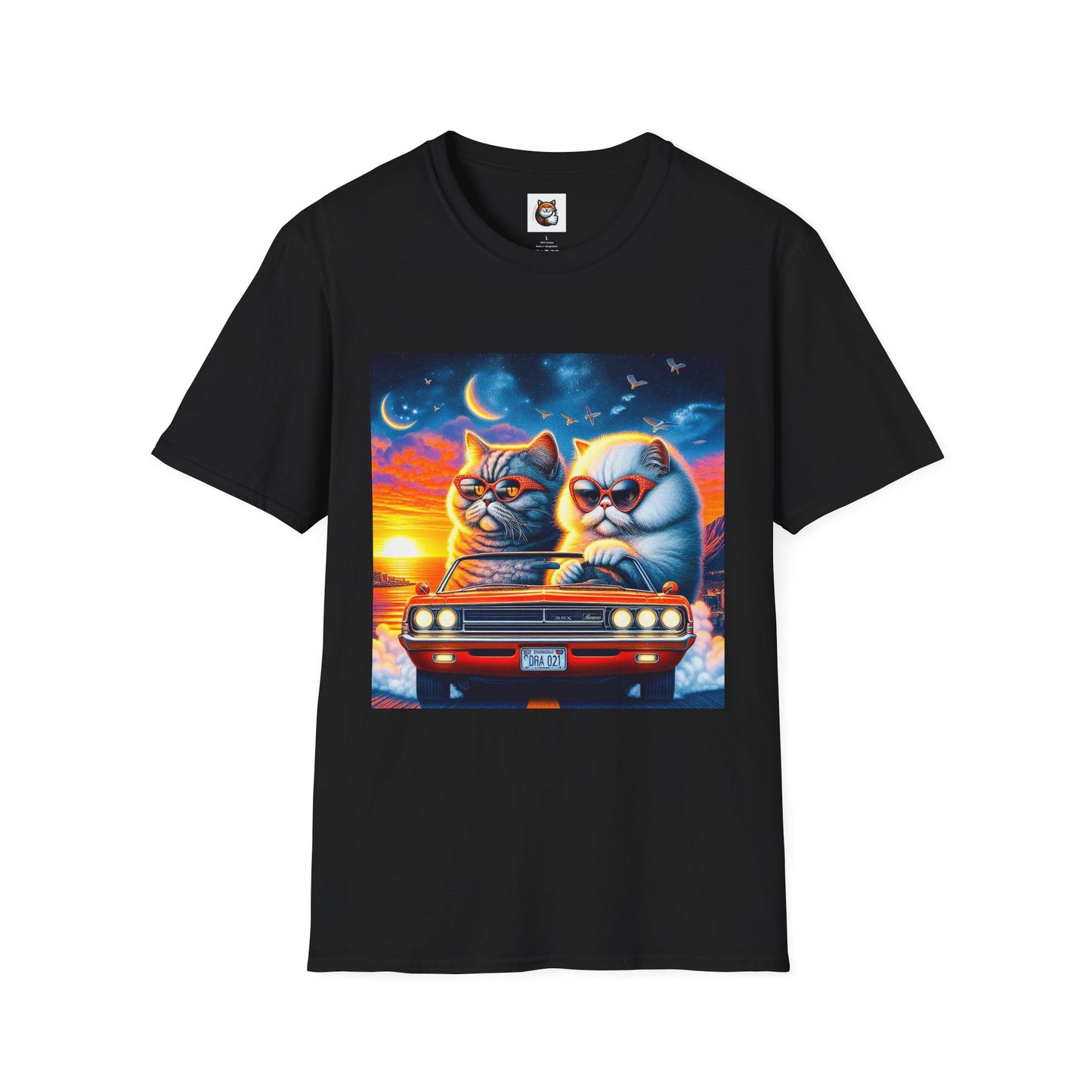 Selkirk Rex Cat T-Shirt sunset driving