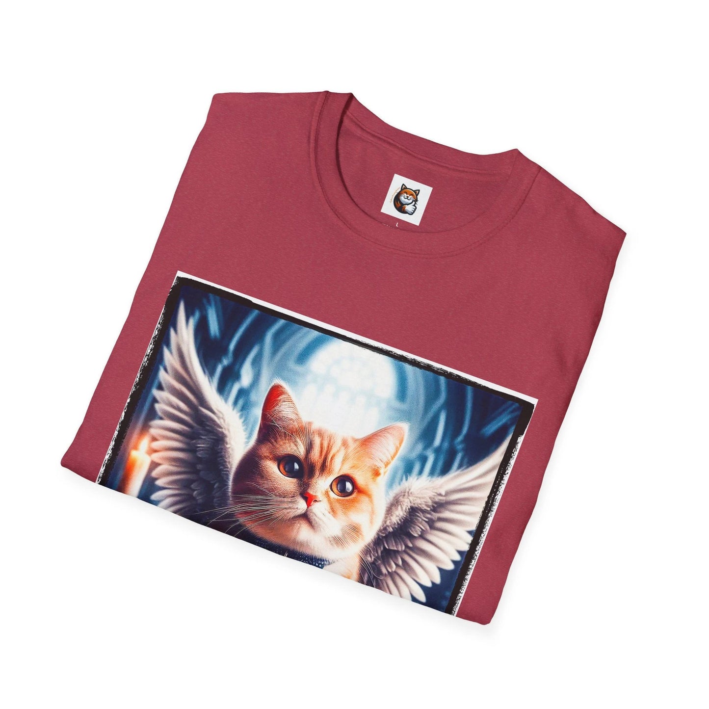 Domestic Cat Angel and clouds T-Shirt by Printify