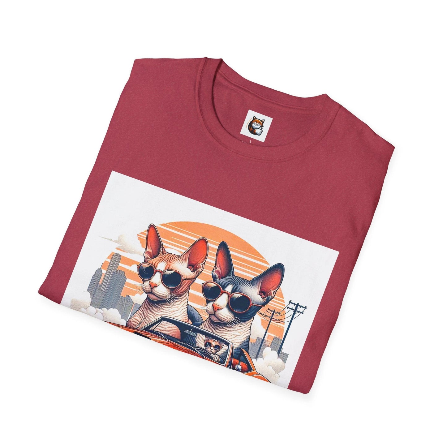 Wacky Cornish Rex Cat couple driving T-Shirt by Printify