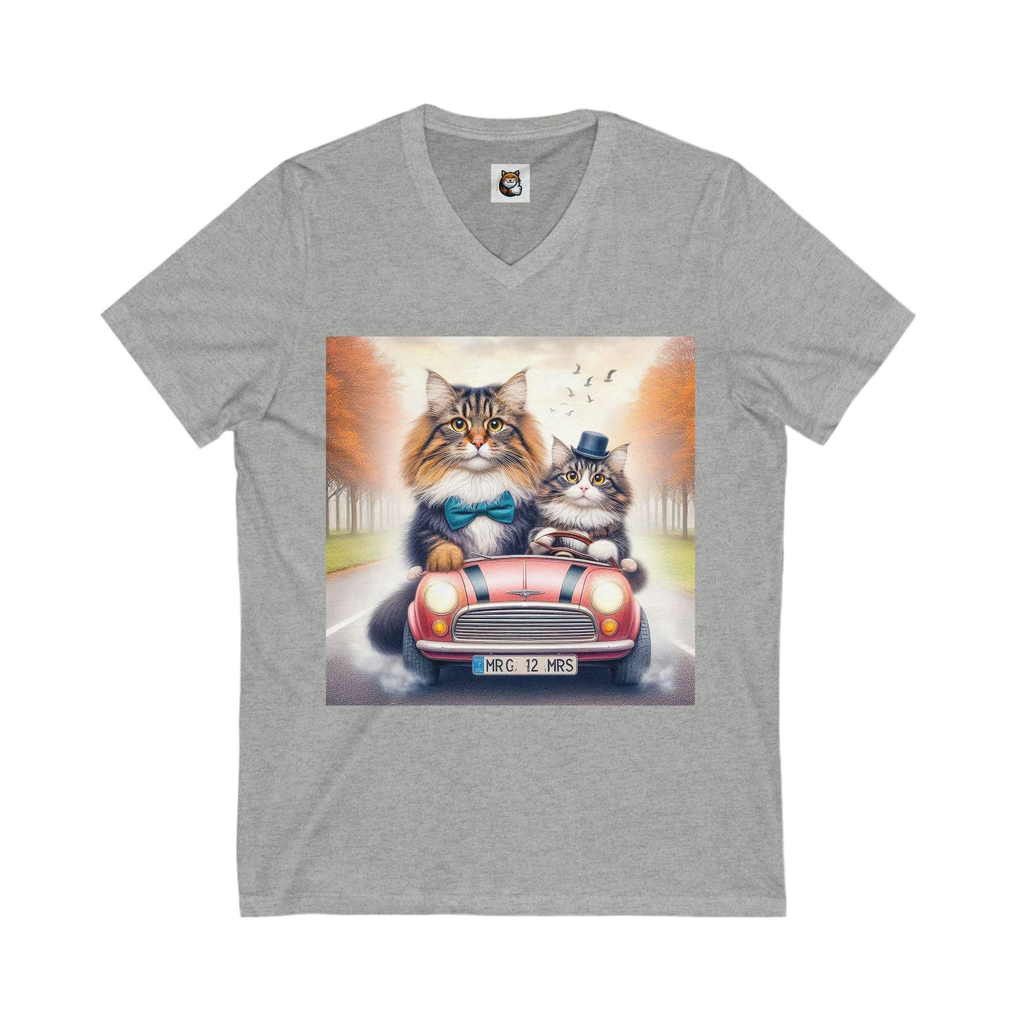 Wacky Norwegian Forest Cat Unisex Jersey Short Sleeve V-Neck Tee