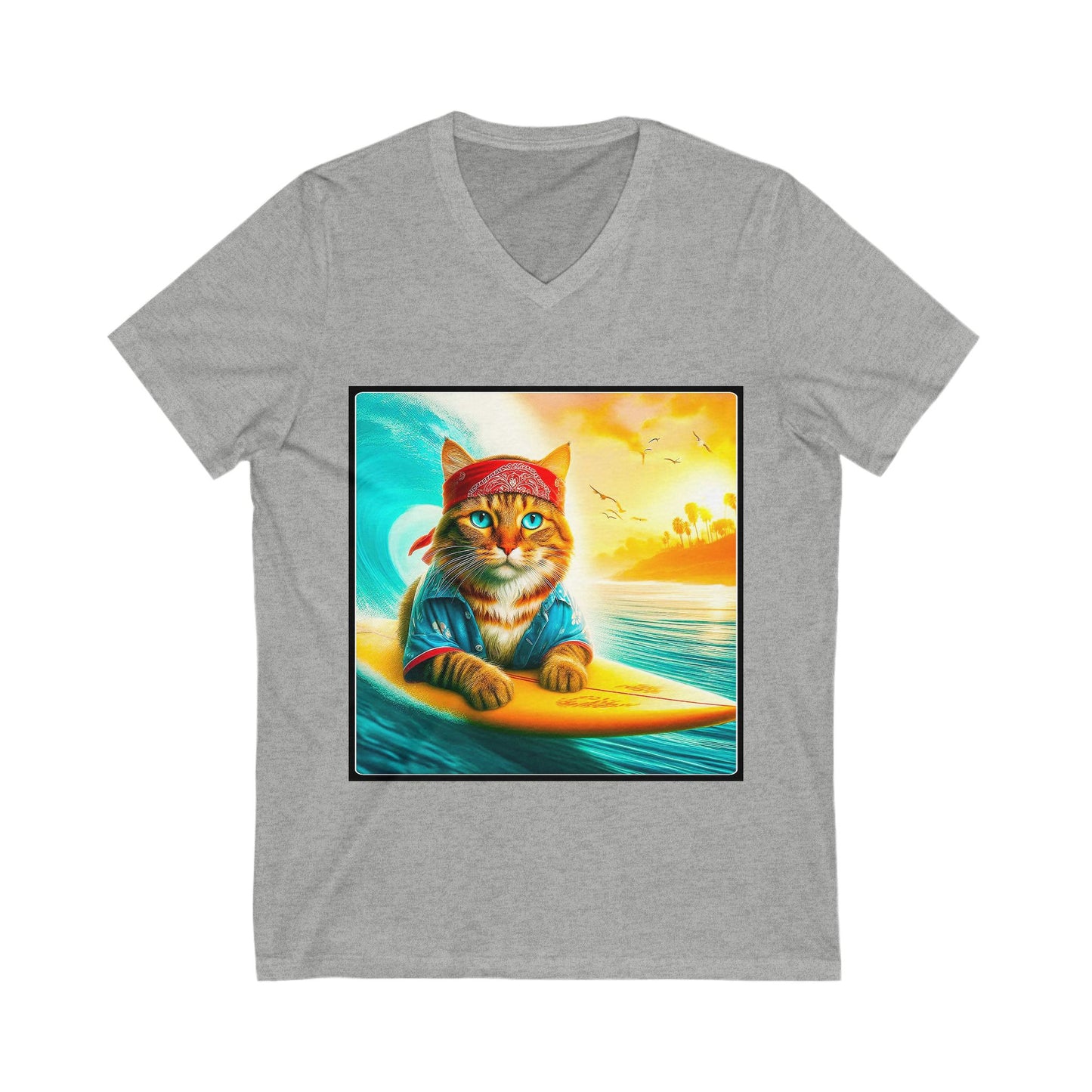 Domestic Cat hippie surfer V-Neck Tee