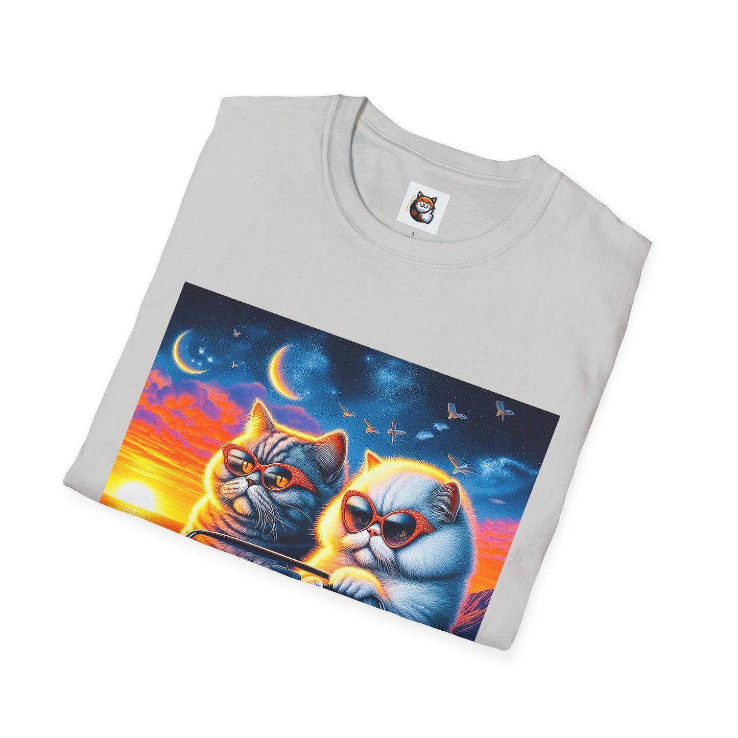 Selkirk Rex Cat T-Shirt sunset driving